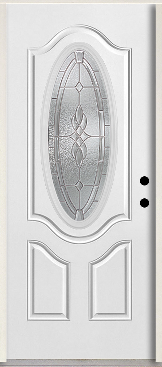 RELIABILT LO963886 Hampton 36-in x 80-in x 4-5/8-in Fiberglass Oval lite Left-hand inswing Arctic White Paint Painted Prehung Front Door Insulating core