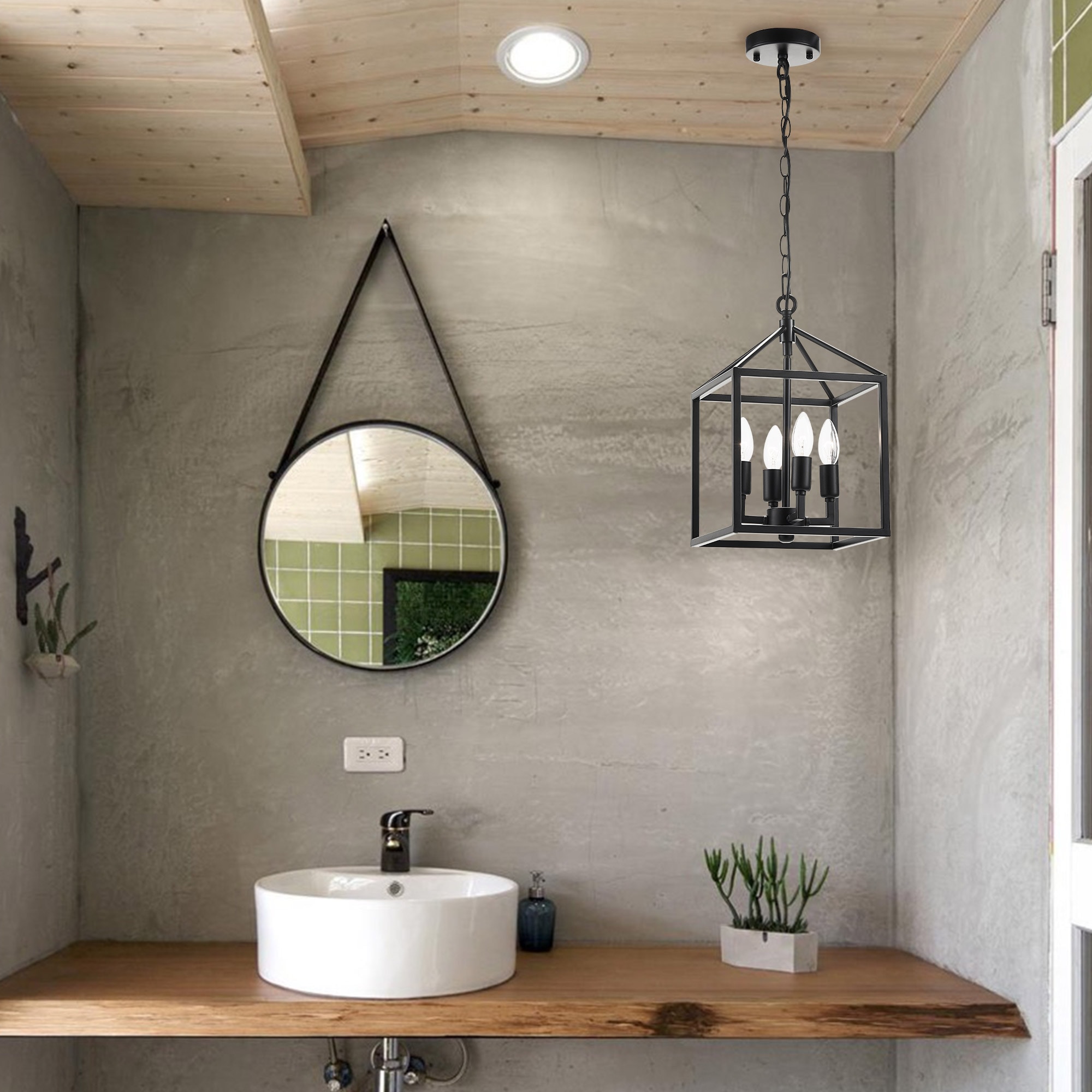 Beirut Industrial Slender Cage Pendant Light