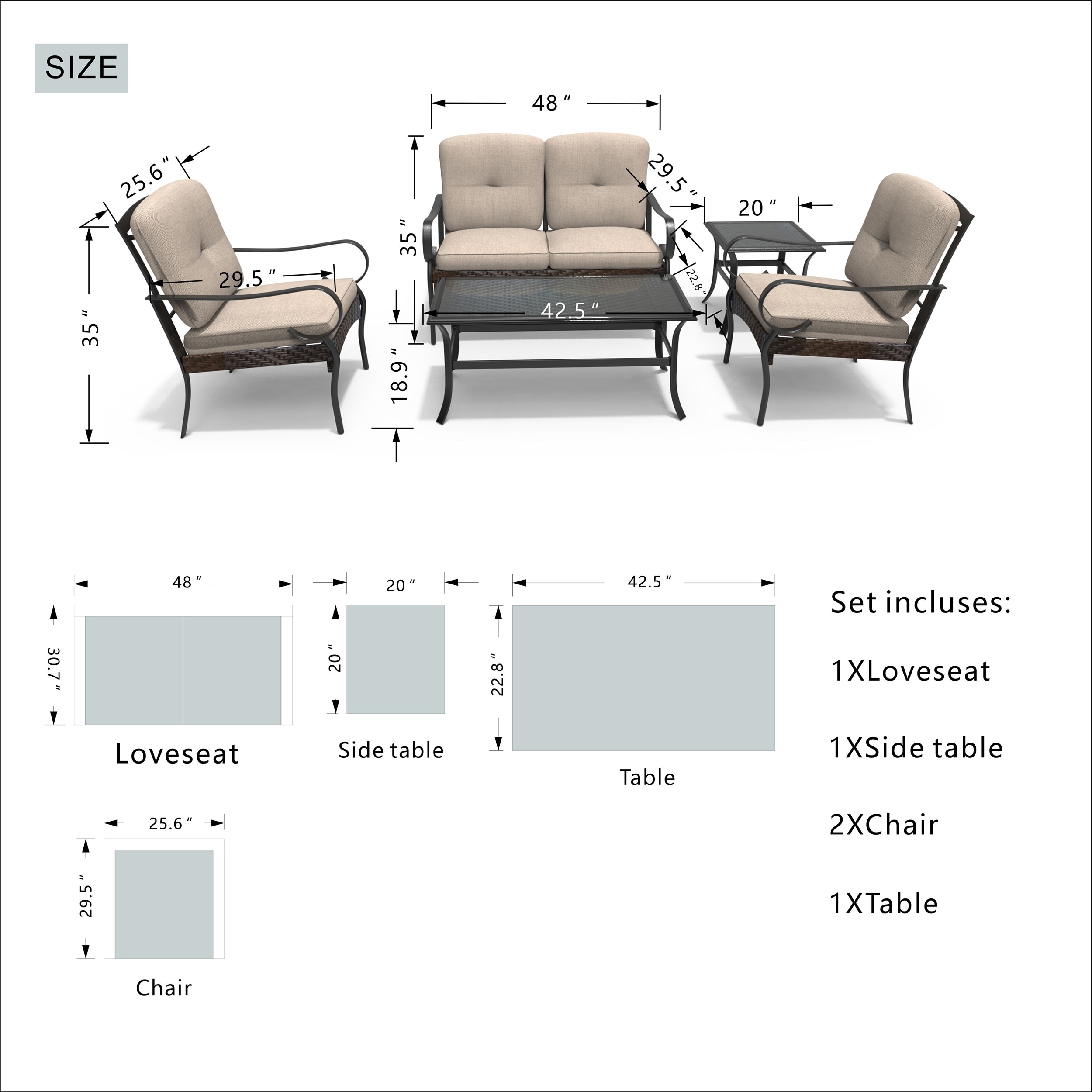 Moda Furnishings MOS-2022 Patio-Conversation-Sets - View #2