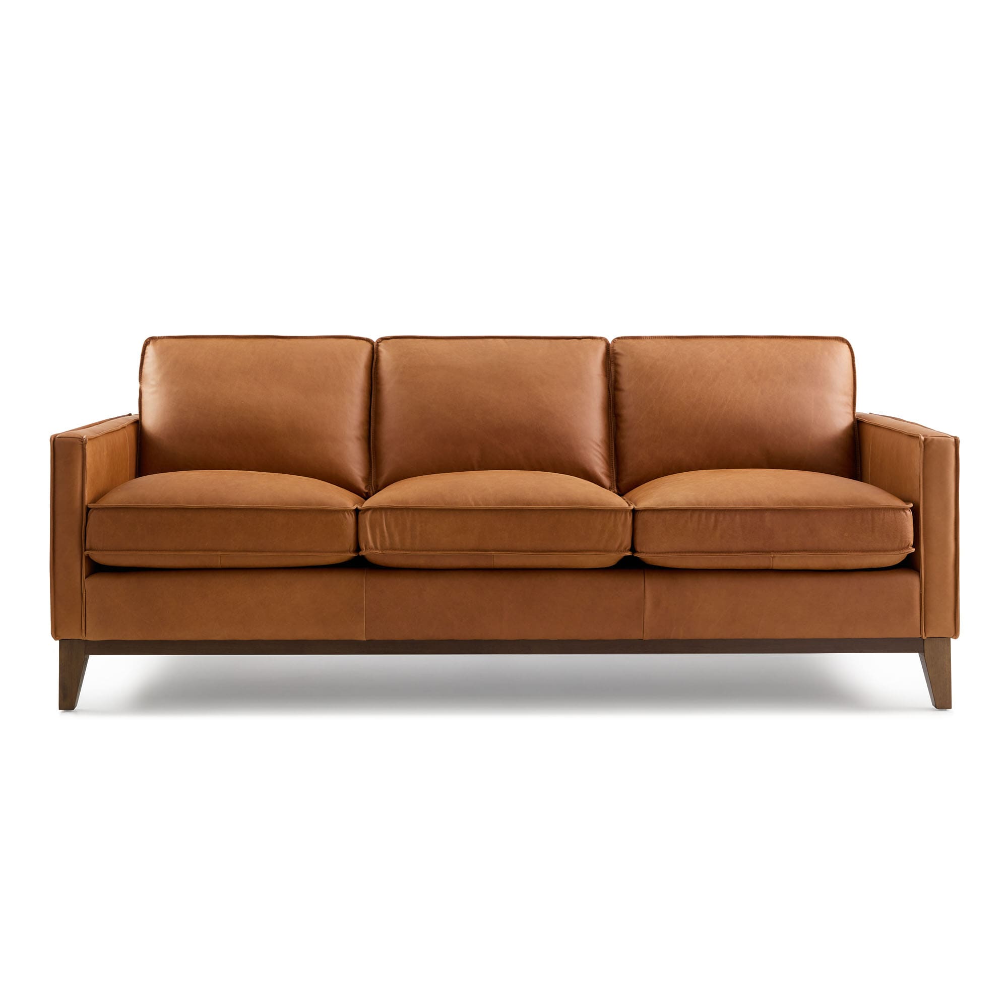 New Heights 34 5 In Modern Chestnut Brown Genuine Leather Sofa The Couches Sofas Loveseats Department At Lowes Com