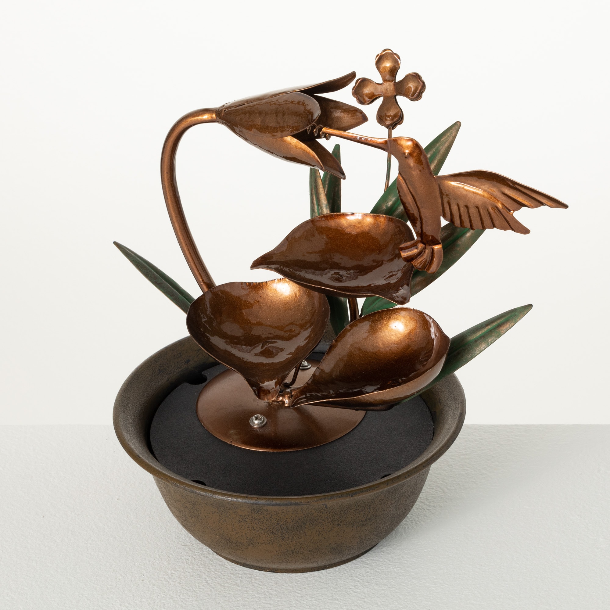 Sullivans MET2047 30-in H Metal Tabletop Outdoor Fountain Pump Included