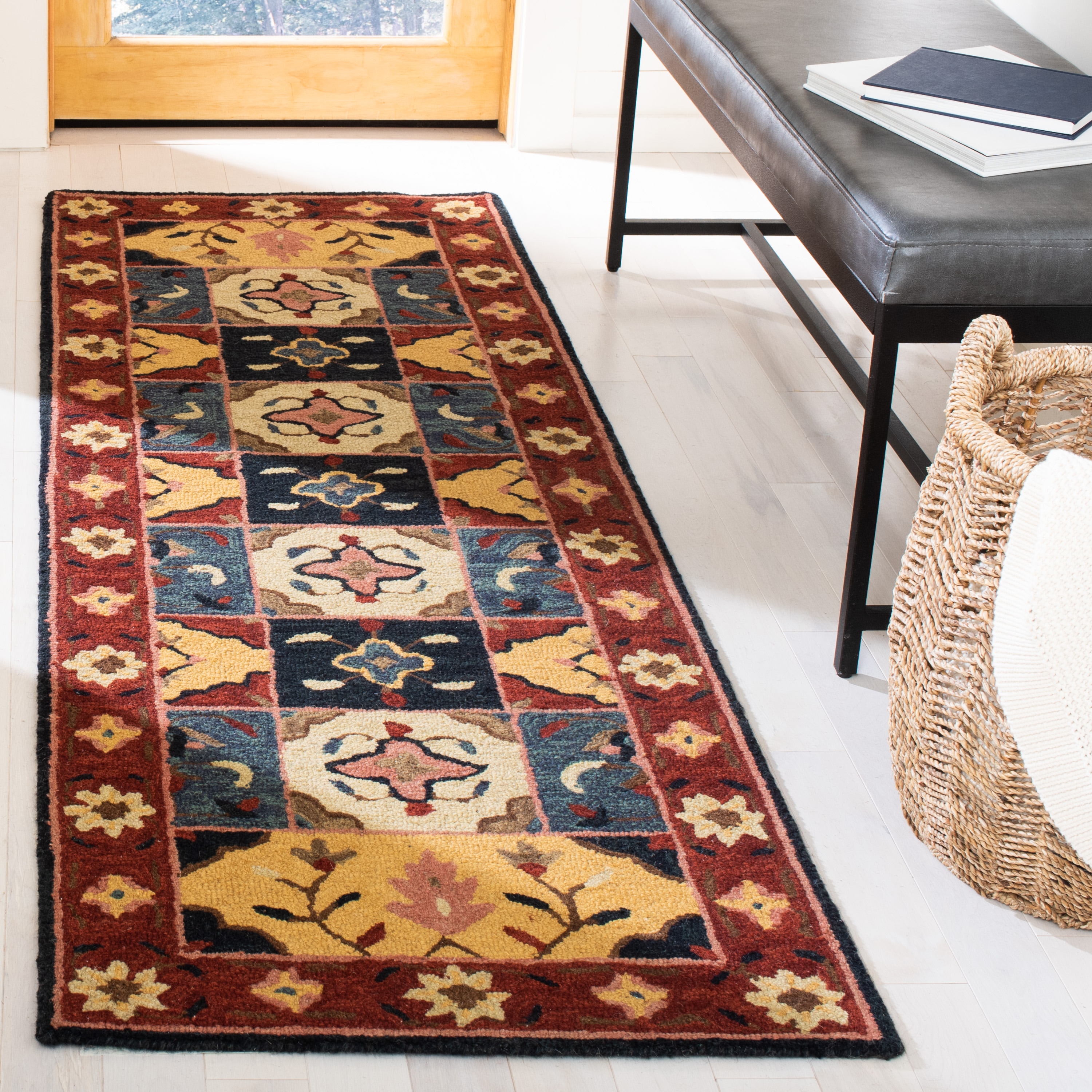 Safavieh APN402Q-27 Aspen Masumeh 2 x 7 (ft) Tufted Wool Red/Gold Rectangular Indoor Floral/Botanical Bohemian/Eclectic Runner rug