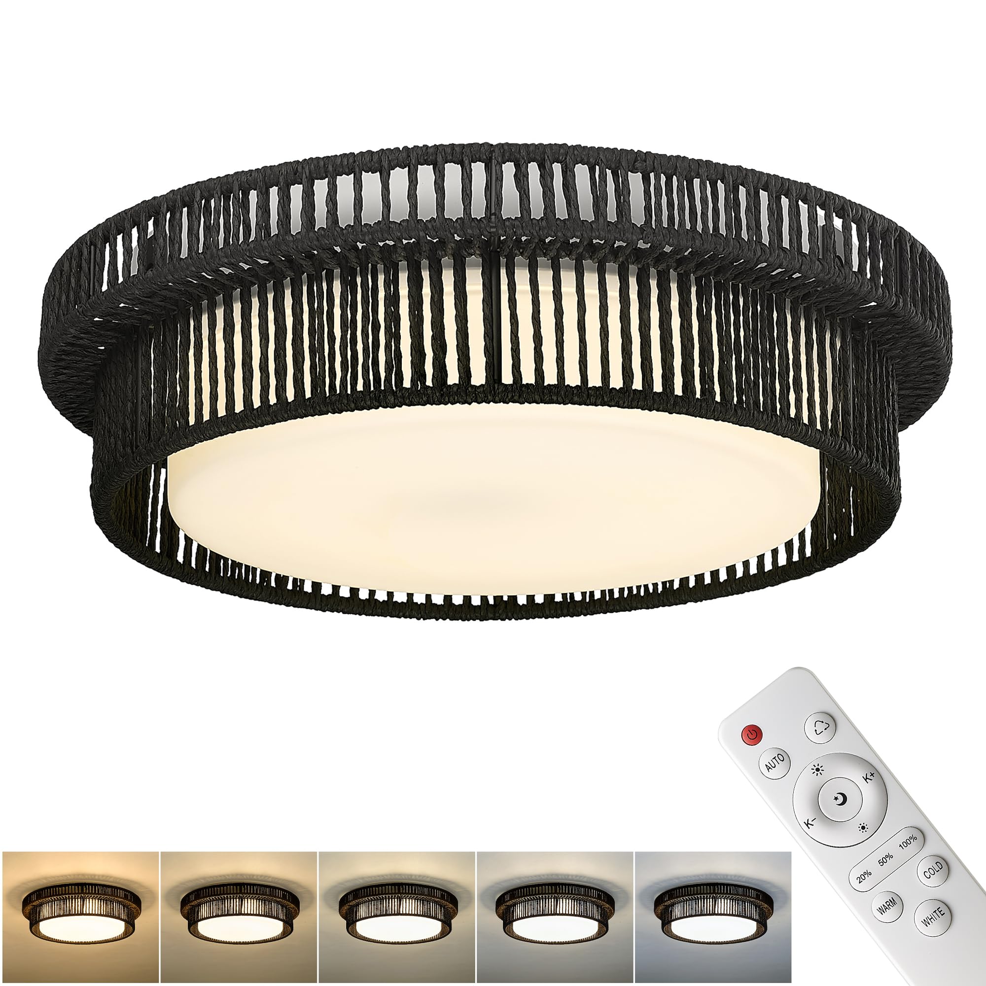 LTMATE LS5HYS78MF-LED BK Flush Mount 1 -Light 15.7-in Black Integrated LED Flush Mount Light