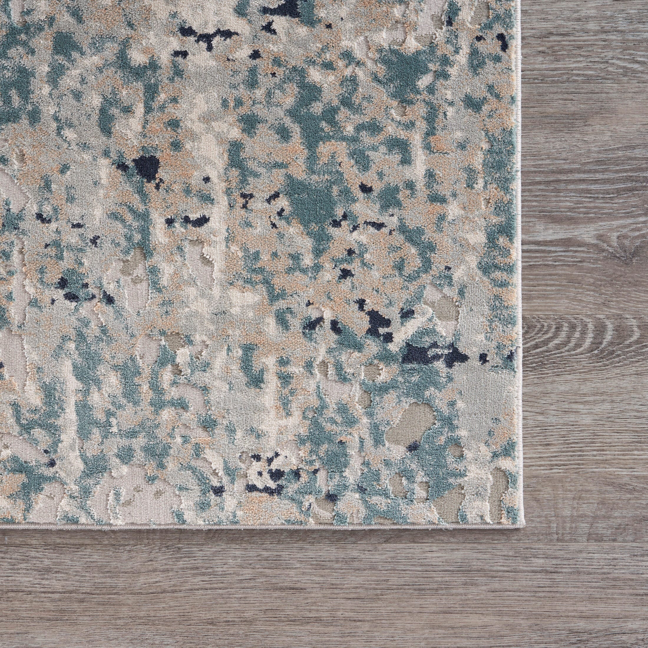 Contemporary Harbor Mist & Blue Abstract Hand-Knotted Area Rug, 5'3" x 7'6"