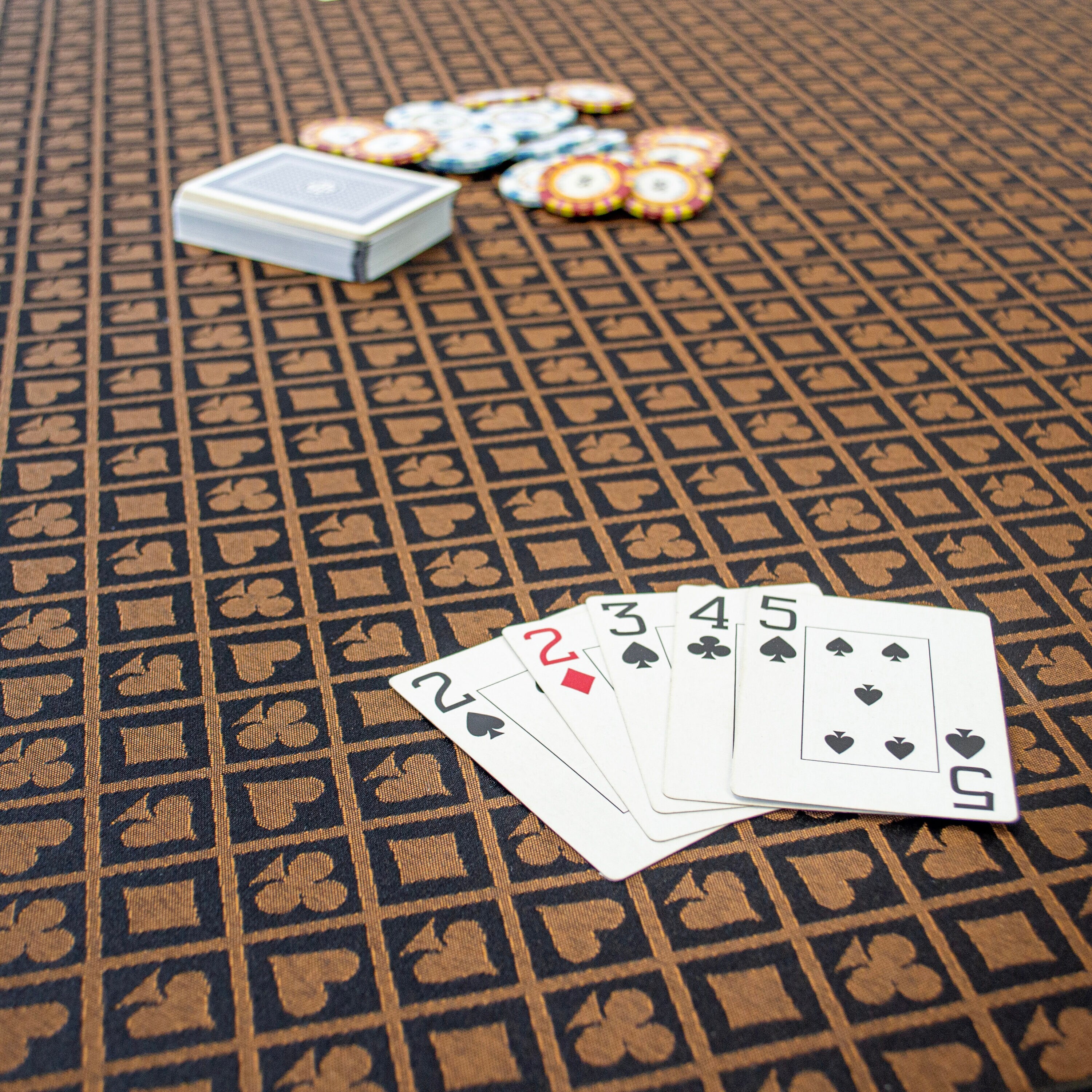 Mocha Knotty Alder 54'' Octagonal Poker Table with Cup Holders