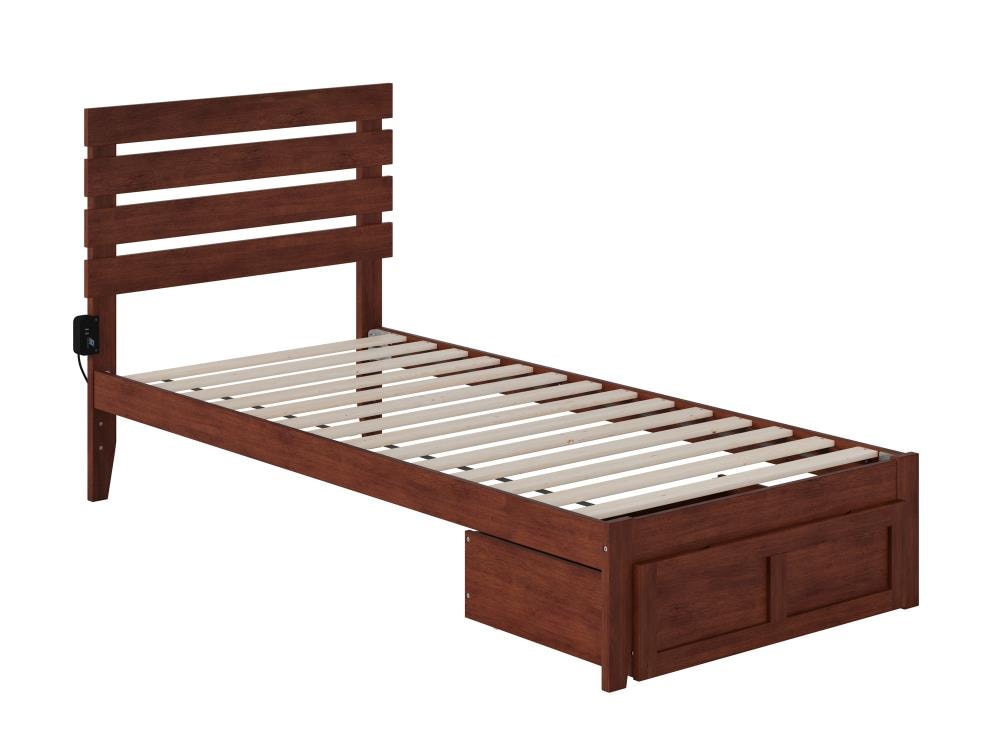 AFI Furnishings AG8312414 Oxford Walnut Twin Extra Long Wood Platform Bed with Storage