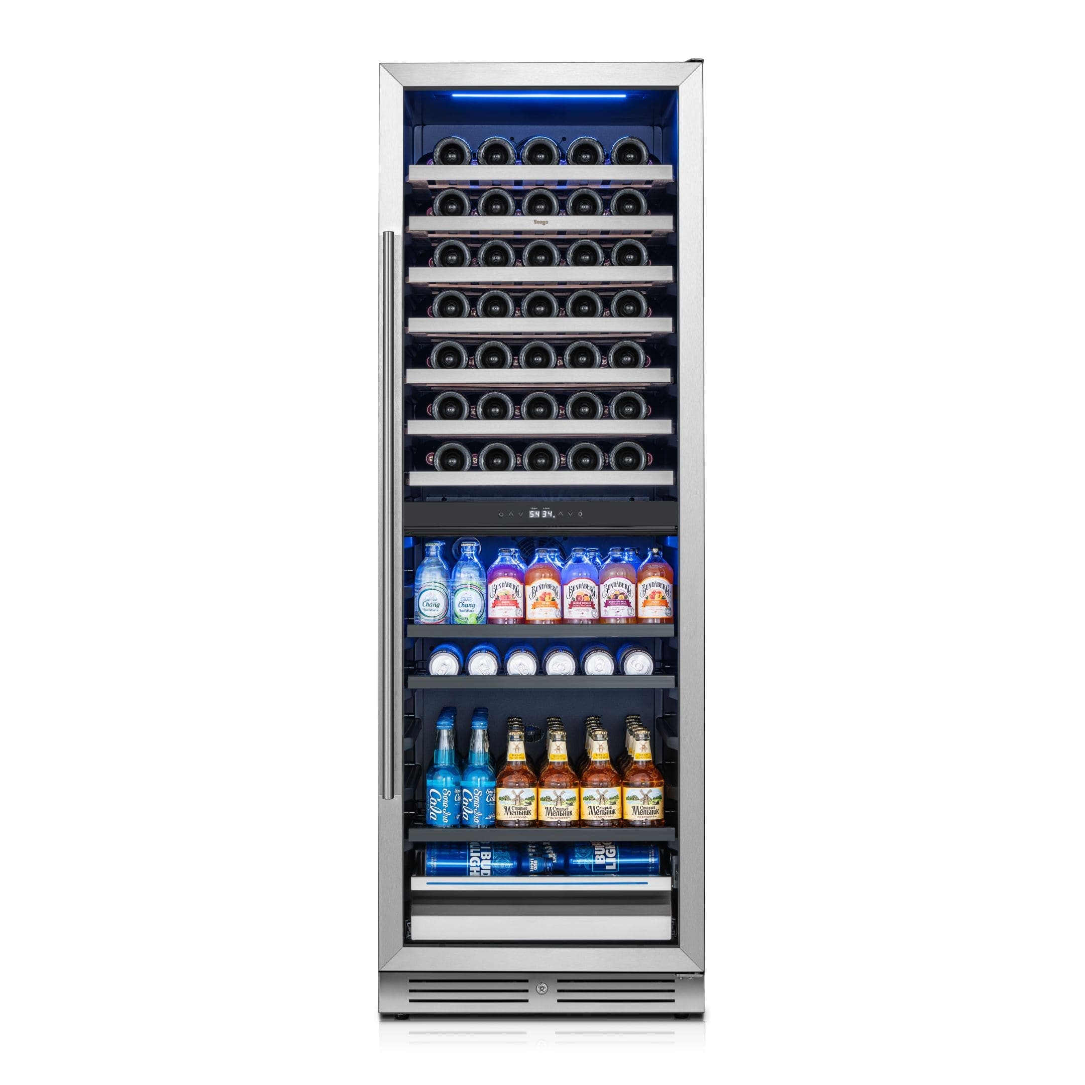 Yeego Dual Zone 23.4 Inch 77 Bottle 182 Can Wine Beverage Cooler with Variable Frequency Cooling Double Paned Low E Argon Filled Glass Door Energy Star Certified Freestanding or Built in Design Sansujyuku sansujyuku.com
