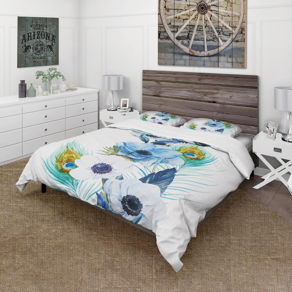 Designart BED19125-Q 3 -Piece Blue Queen Duvet cover Set