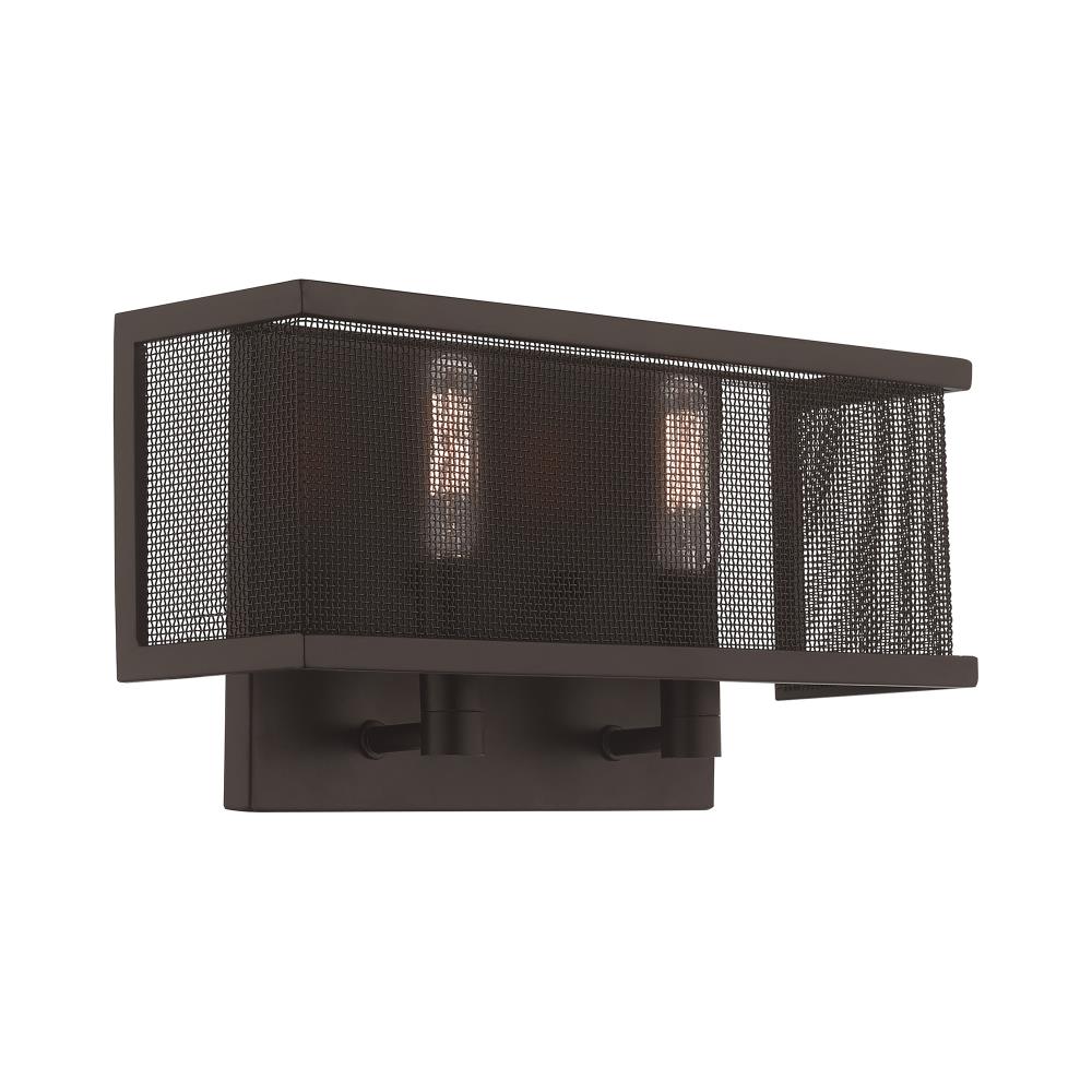 Livex Lighting 41208-07 Braddock 13-in W 2-Light Bronze Transitional Wall Sconce