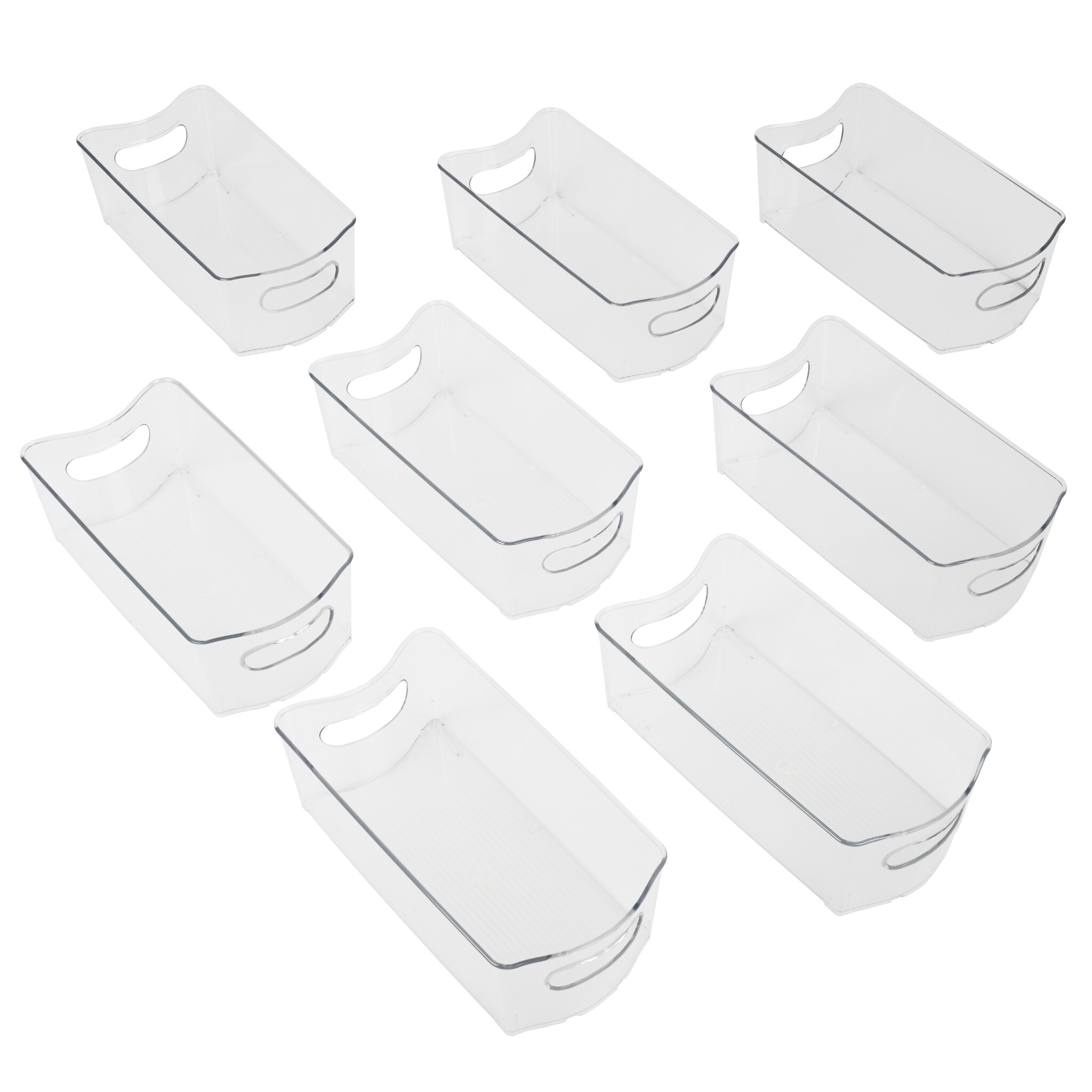 Smart Design 8004221AS8 8 -Pack ( 6-in W x 4-in H x 12-in D ) Clear Plastic Stackable Bin