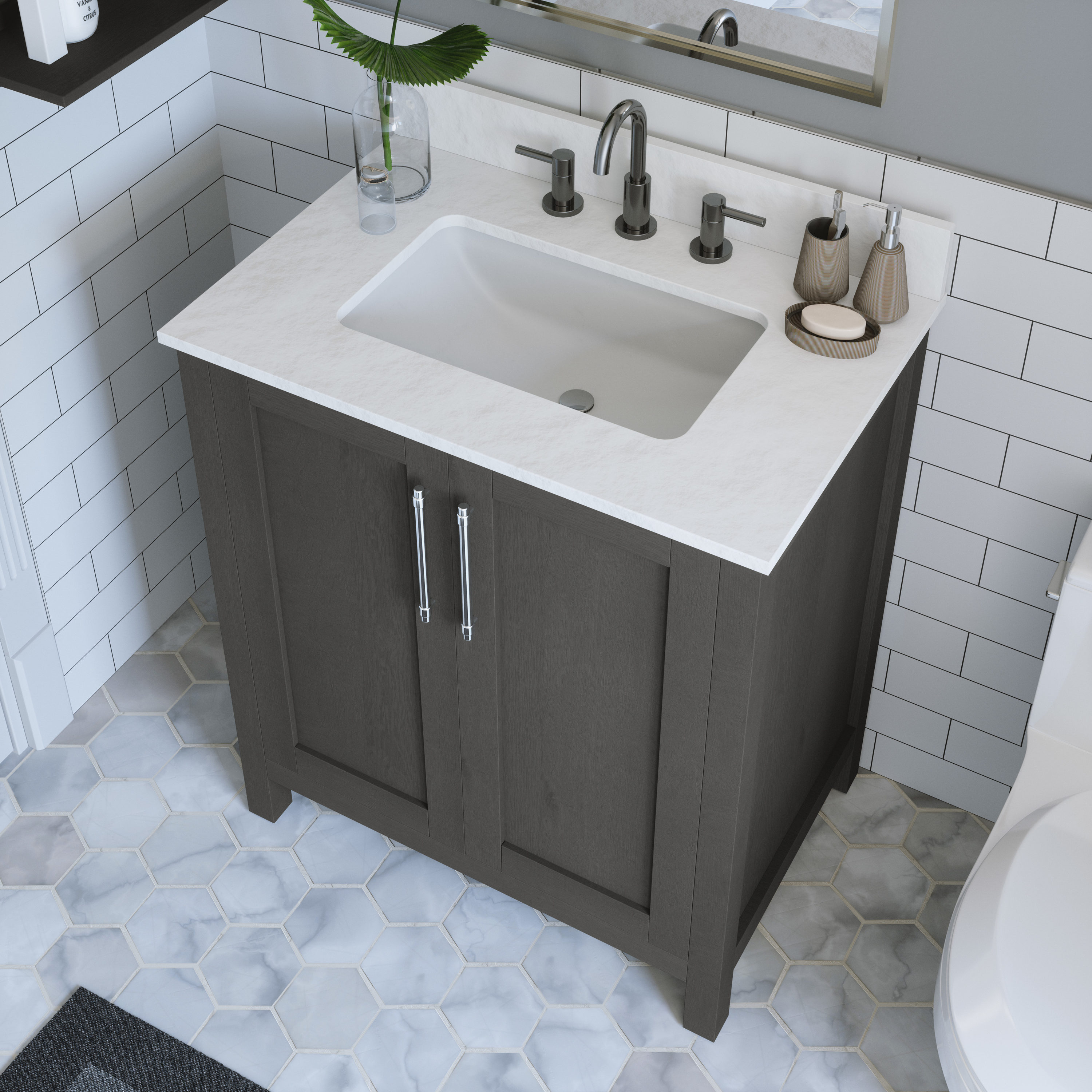 allen + roth Sebastion 30-in Gray Undermount Single Sink Bathroom ...