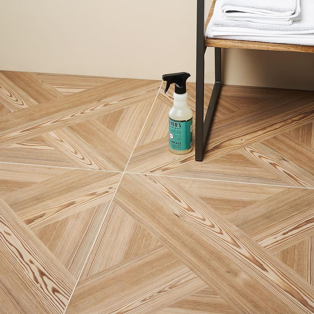 Evergreen 24" x 24" Light Brown Porcelain Wood Look Tile