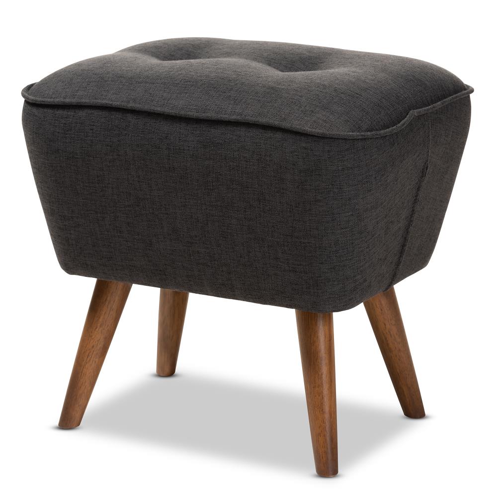 Baxton Studio Petronelle Midcentury Charcoal Ottoman in the