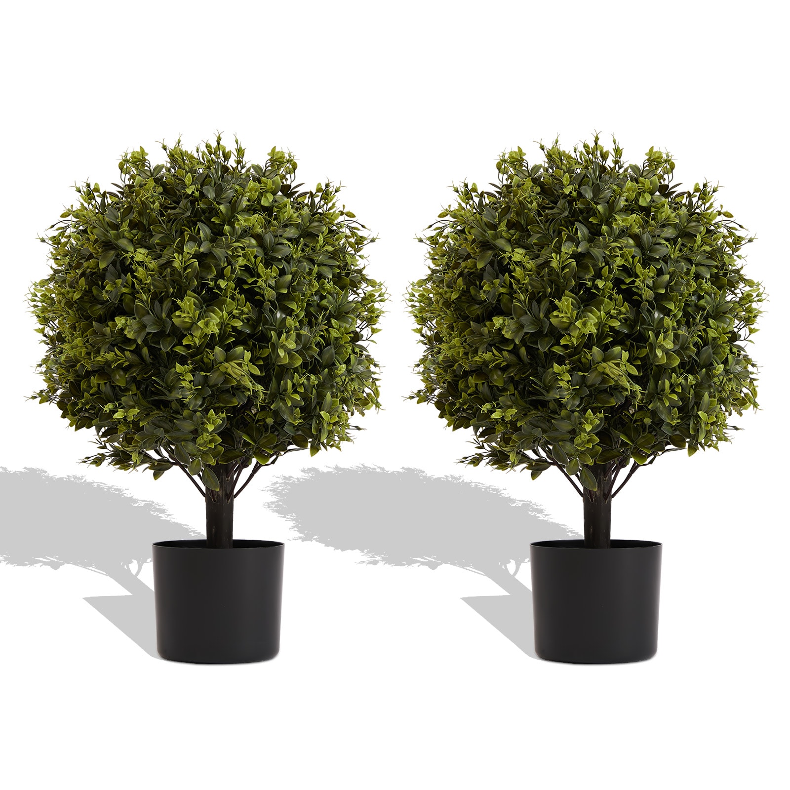 GlasFlength  22in UV Protection Ball Topiary Tree Artificial Greenery Plants in Pot for Indoor Outdoor Home Garden Patio Porch Decoration 2-Pack