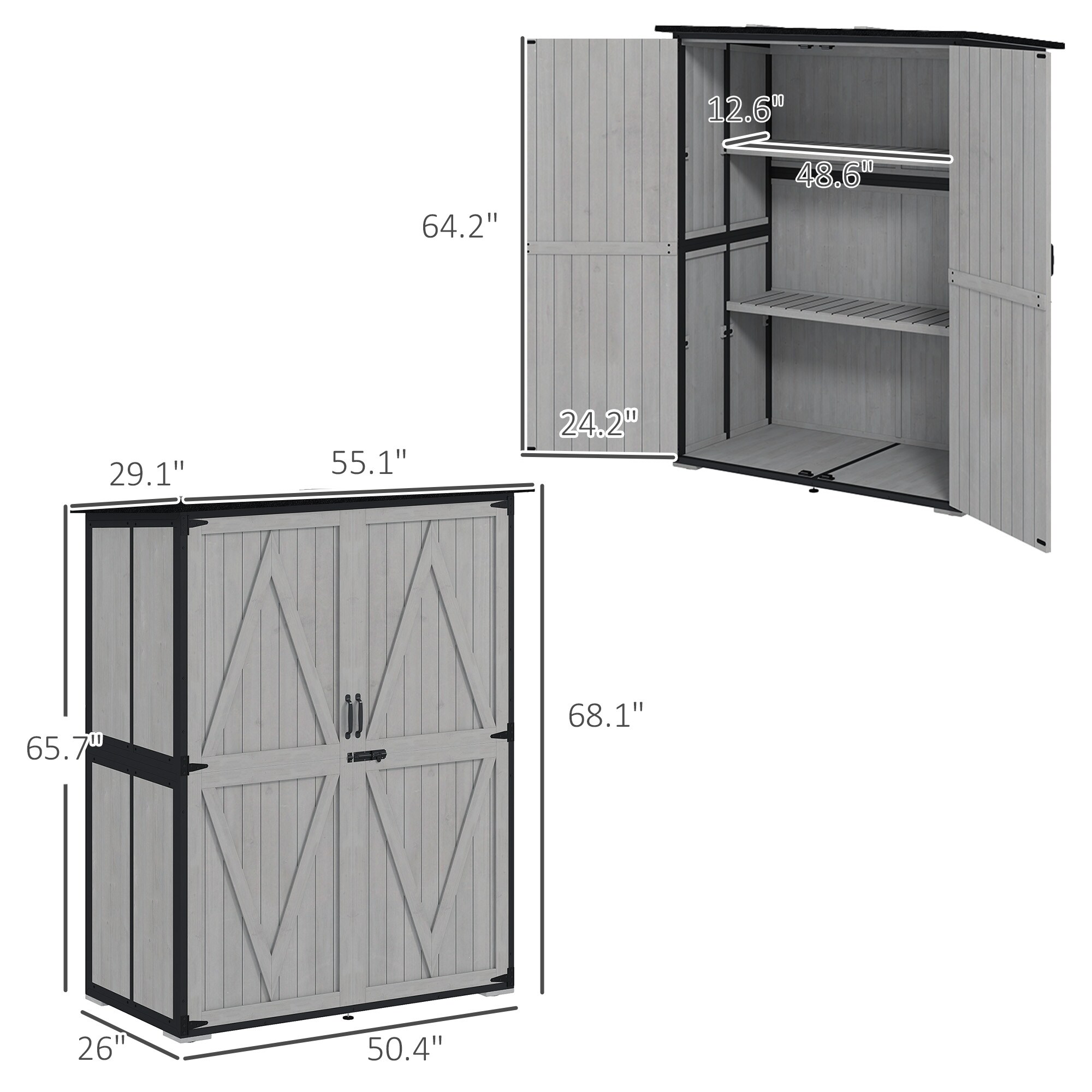 Outsunny 84H-338V00GY Wood-Storage-Buildings - View #3