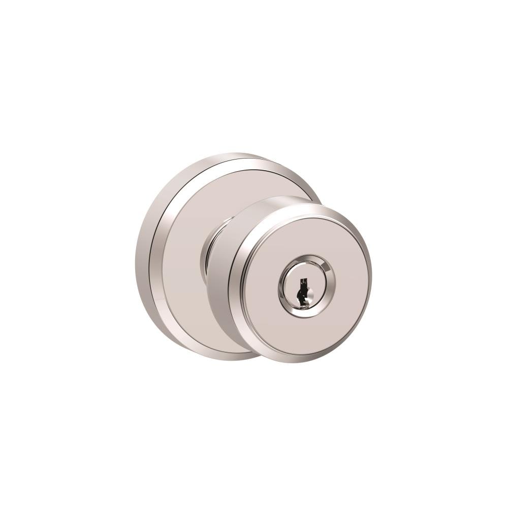 Schlage F51ABWE625GSN F Series Bright Chrome Traditional Interior/Exterior Keyed entry door knob Single pack