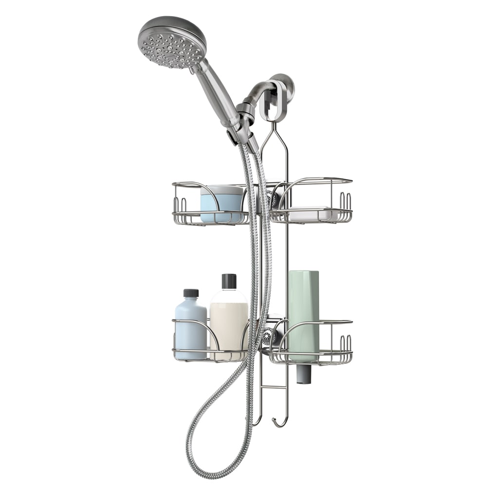 Chrome Steel 2-Shelf Over The Showerhead 13-in x 4.2-in x 26.25-in at
