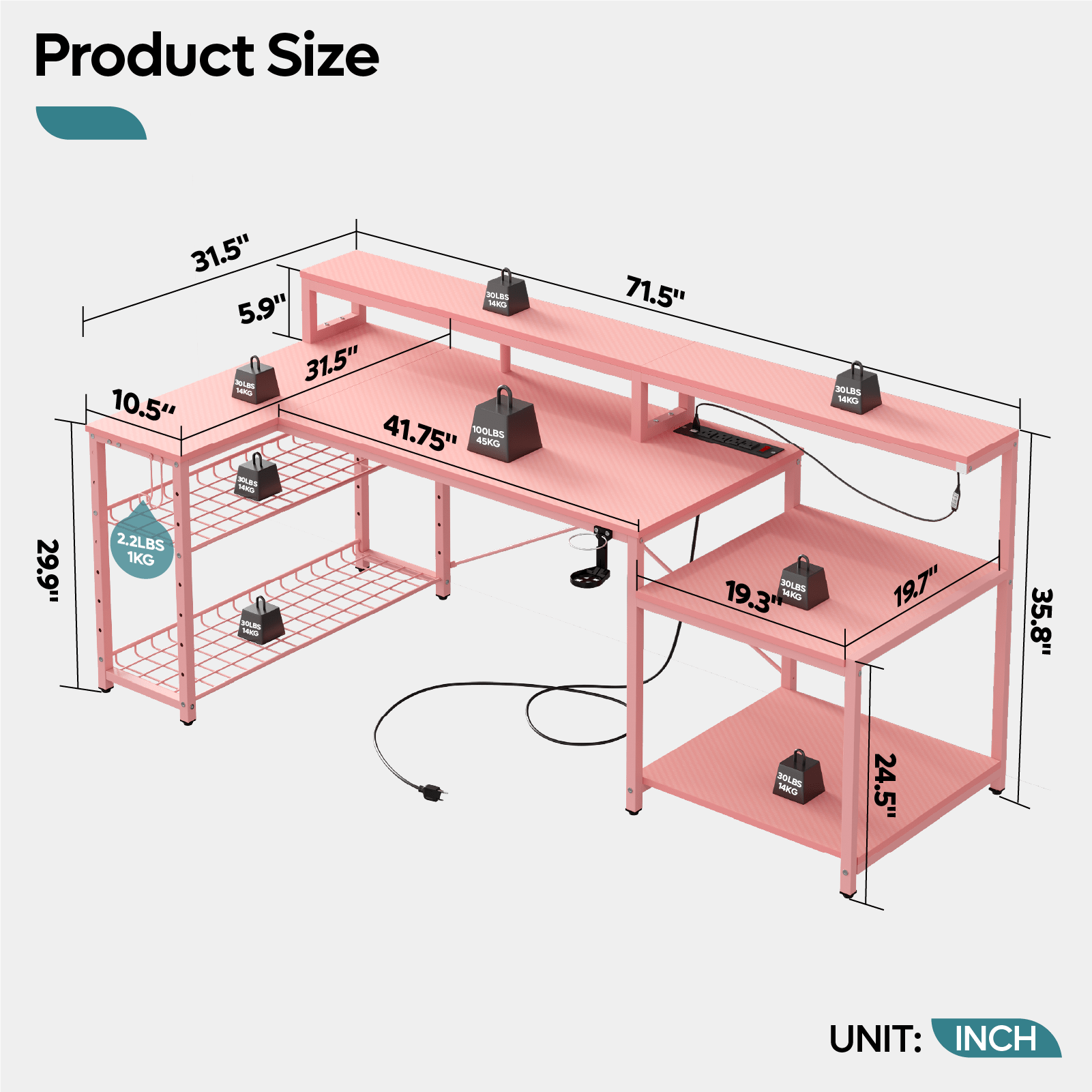 Bestier LOW-H100618KUS-PDCF desks - View #4