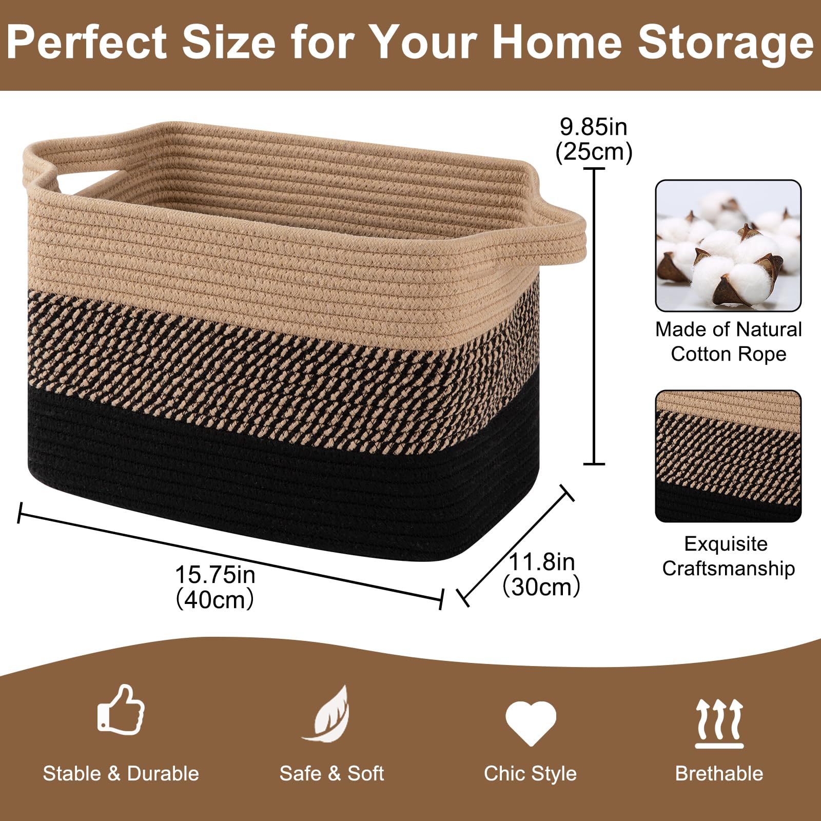 CYQBD Woven Rectangle Decorative Organizer in the Storage Bins ...