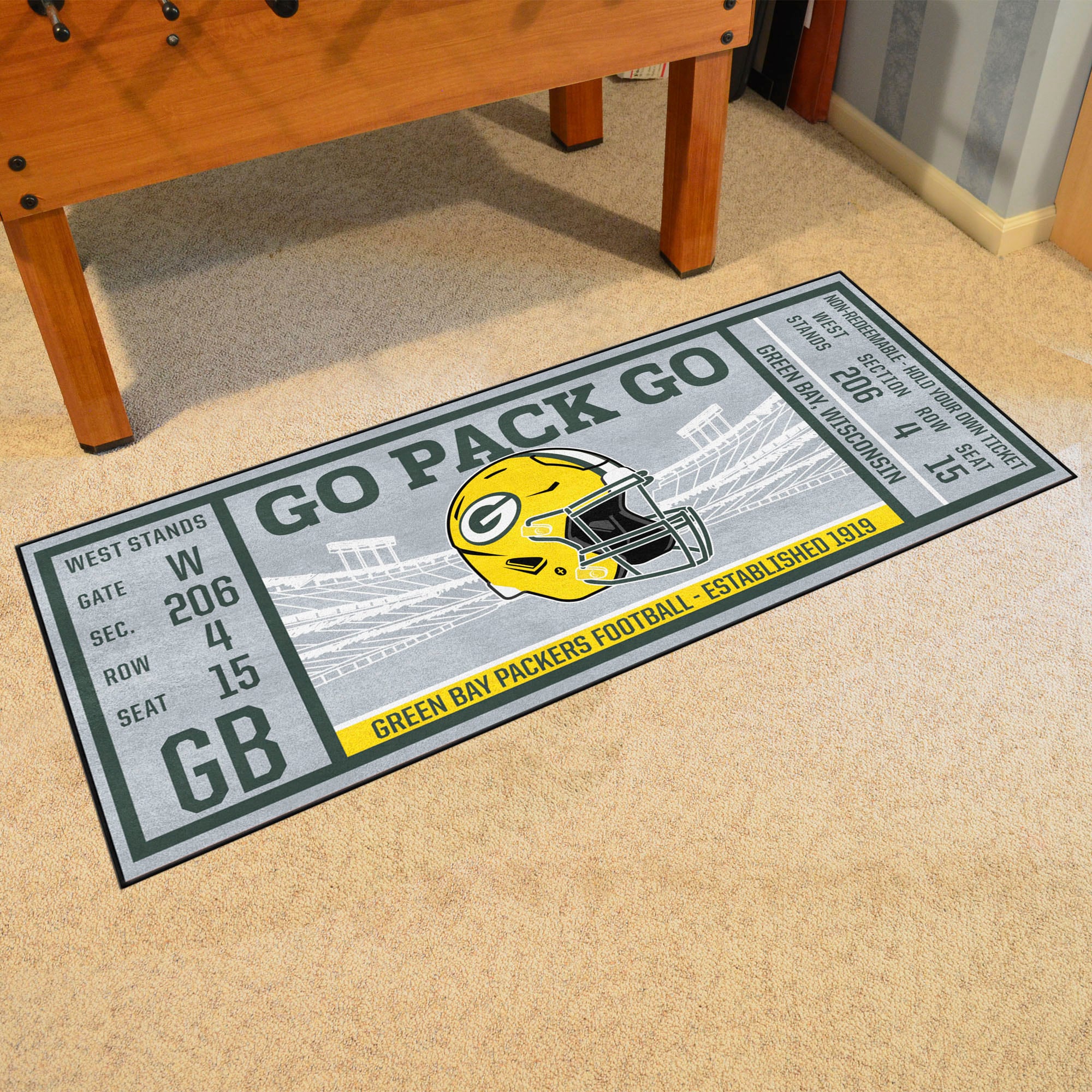 Green Bay Packers Rug Team Distressed