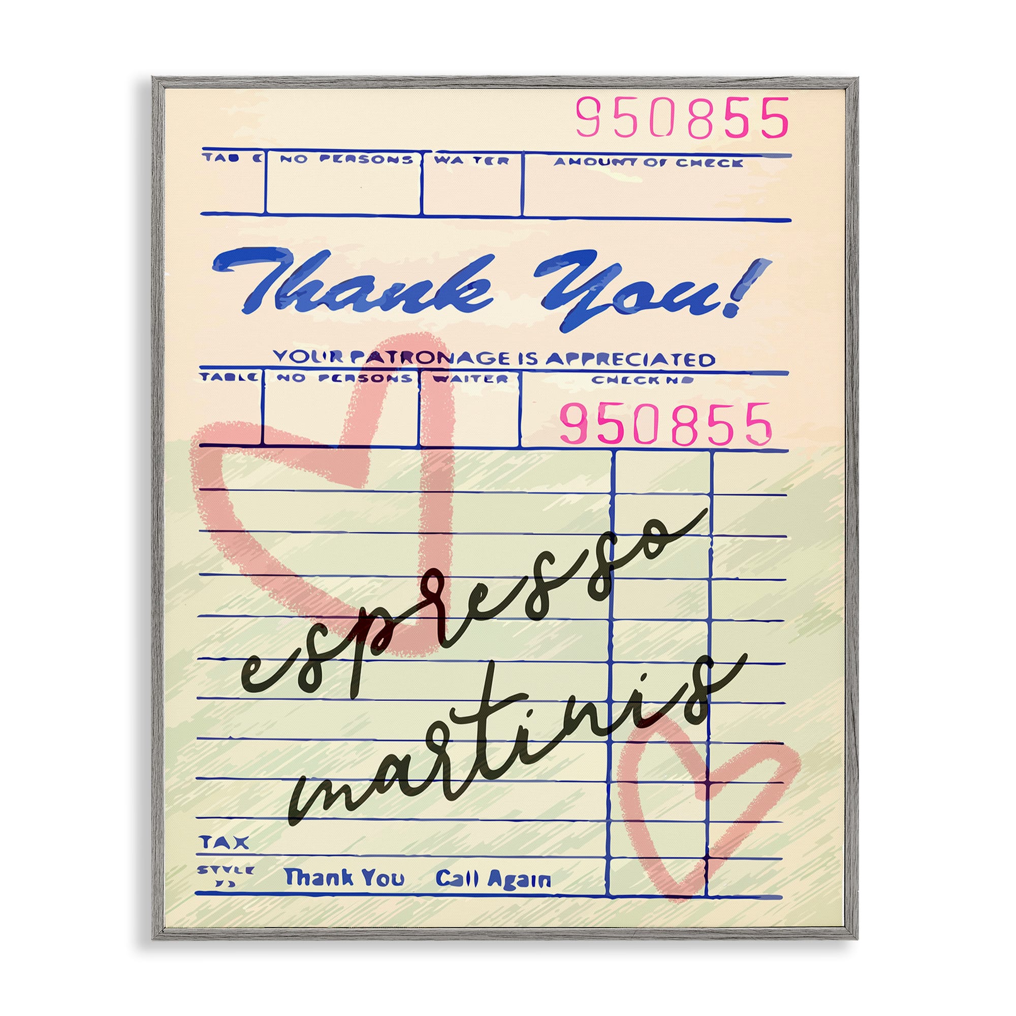 Stupell Industries BT-075-GFF-16X20 Espresso Martinis Guest Check Gray Framed Giclee Art By Lil Rue 16 x 20