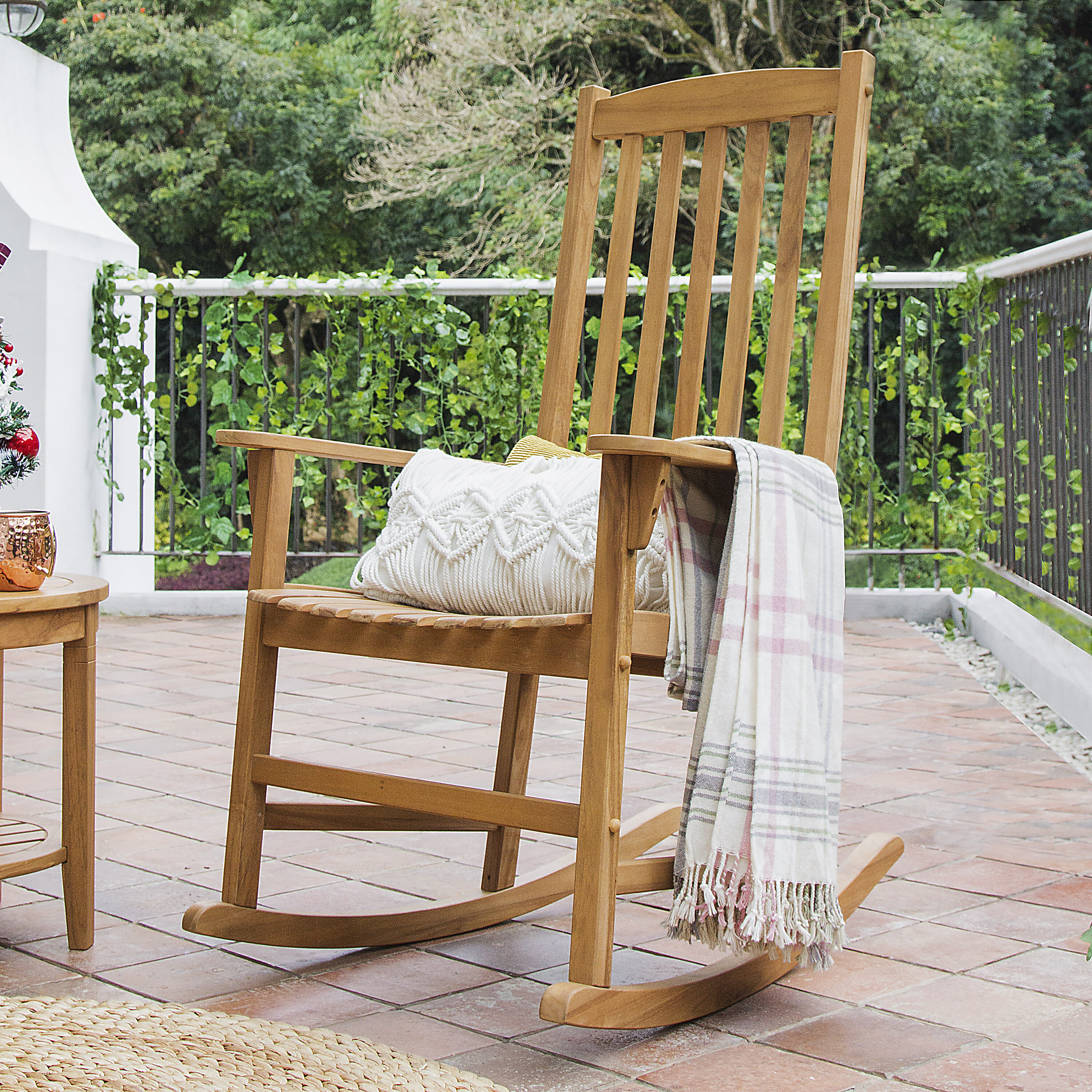 Cambridge Casual Thames Natural Teak Wood Frame Rocking Chair with Slat Seat 130818 TW XX XX XX at Lowes