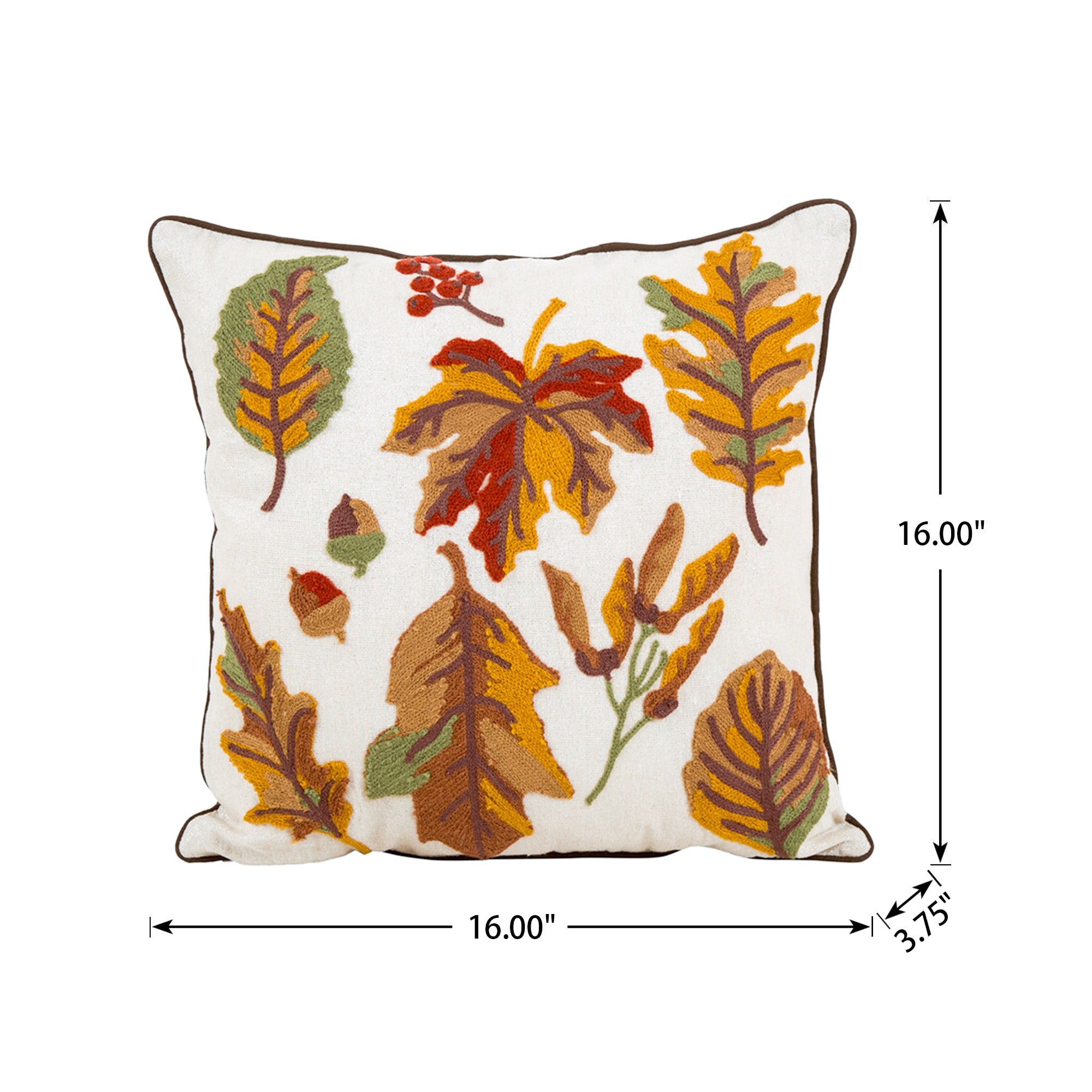 Fall Leaves Embroidered Pillow Cover