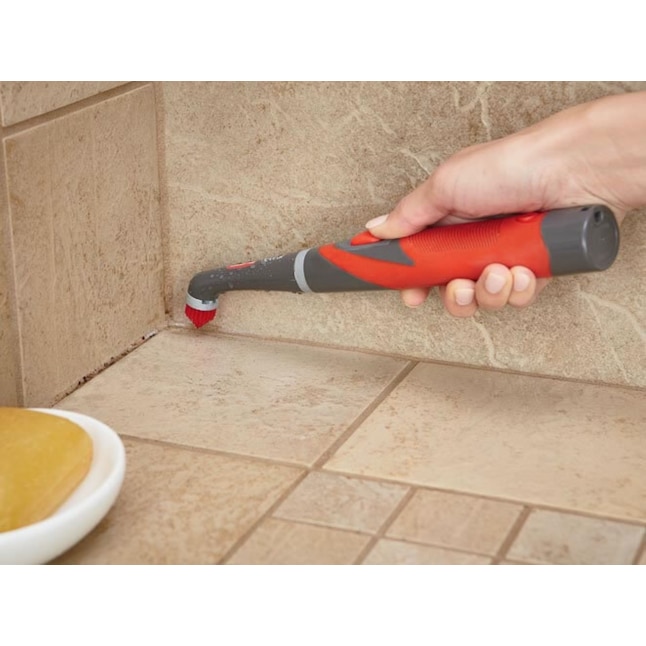 Rubbermaid Reveal Cordless Battery Power Scrubber, Gray/Red, Multi-Purpose  Scrub Brush Cleaner for Grout/Tile/Bathroom/Shower/Bathtub, Water