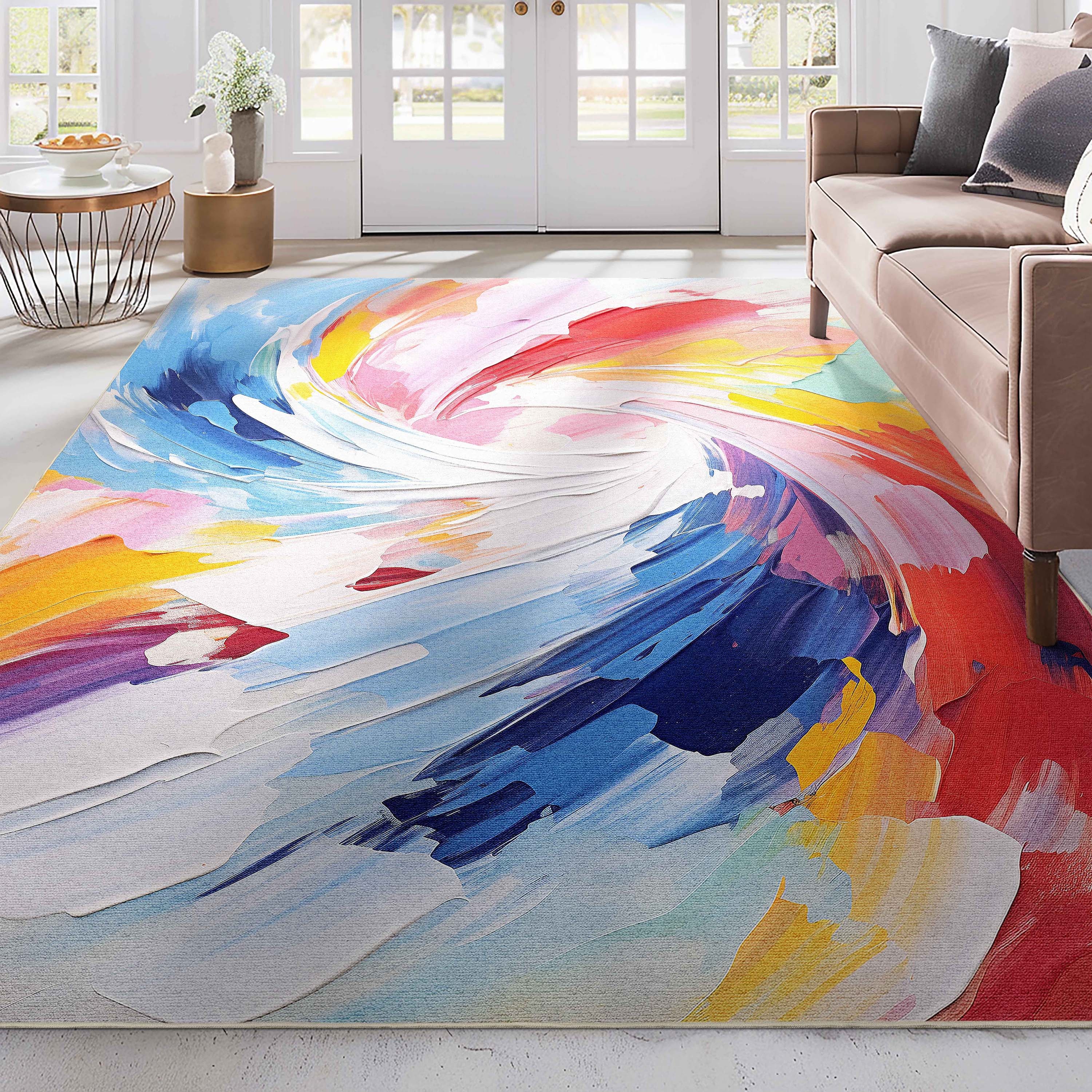 Well Woven W-AID-07A-7 Apollo 8 x 10 (ft) Polyester Multi Rectangular Indoor Abstract Mid-Century Modern Area rug