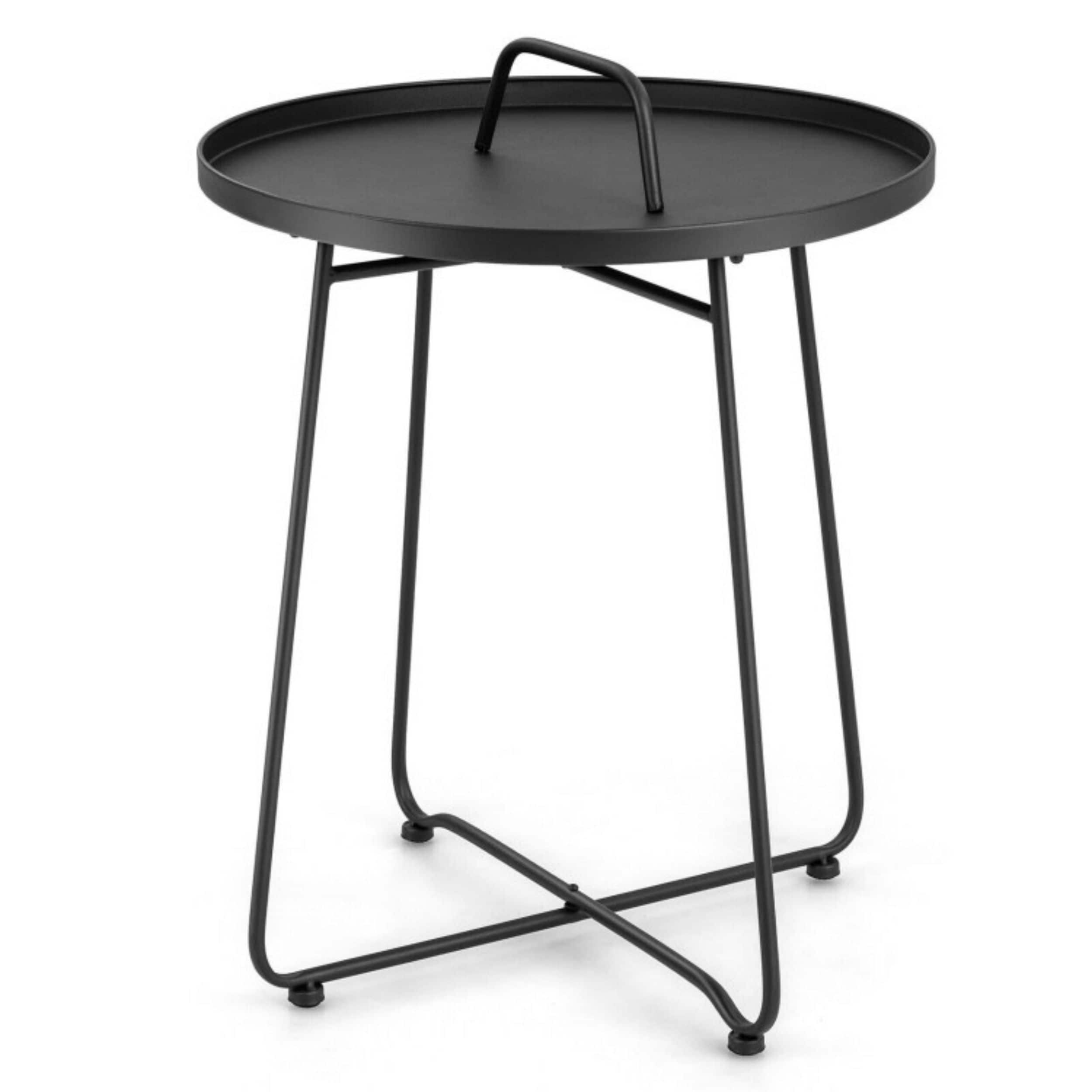 WELLFOR TDZN10294 Round Outdoor End Table 18-in W x 18-in L