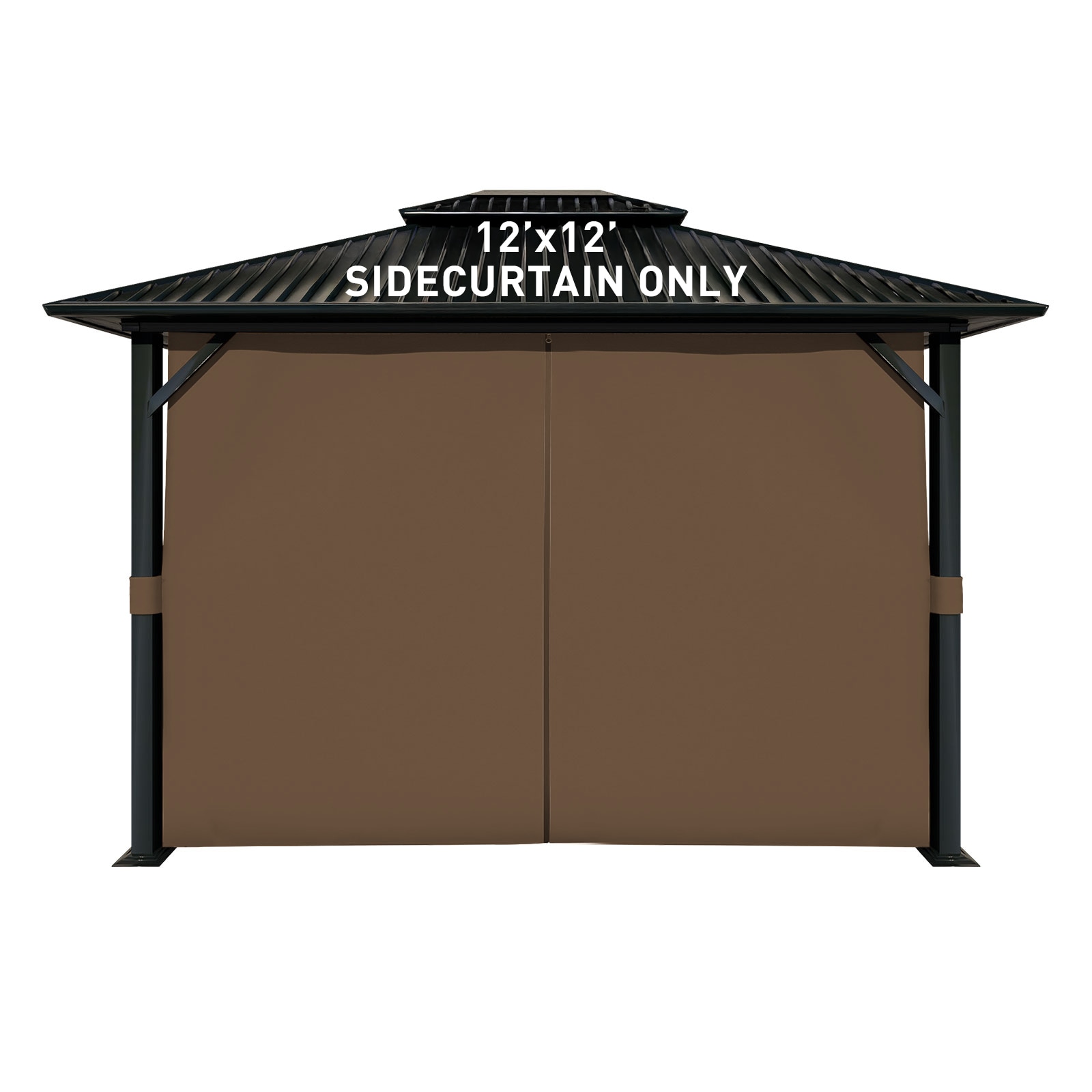 Aoodor - 12-ft x 12-ft Gazebo Universal Curtain Brown Gazebo curtains