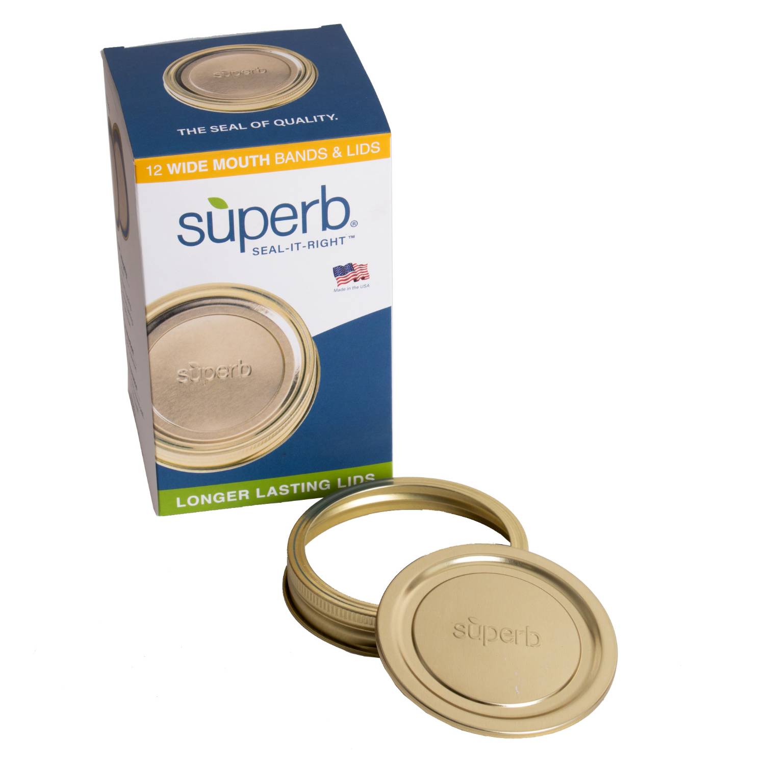 Lehman's Superb Sealing Solutions Canning Lids and Bands - Wide Mouth Mason Jar Lids - 3.25 inch Food Grade Thick Seals - USA Made - 12 Count