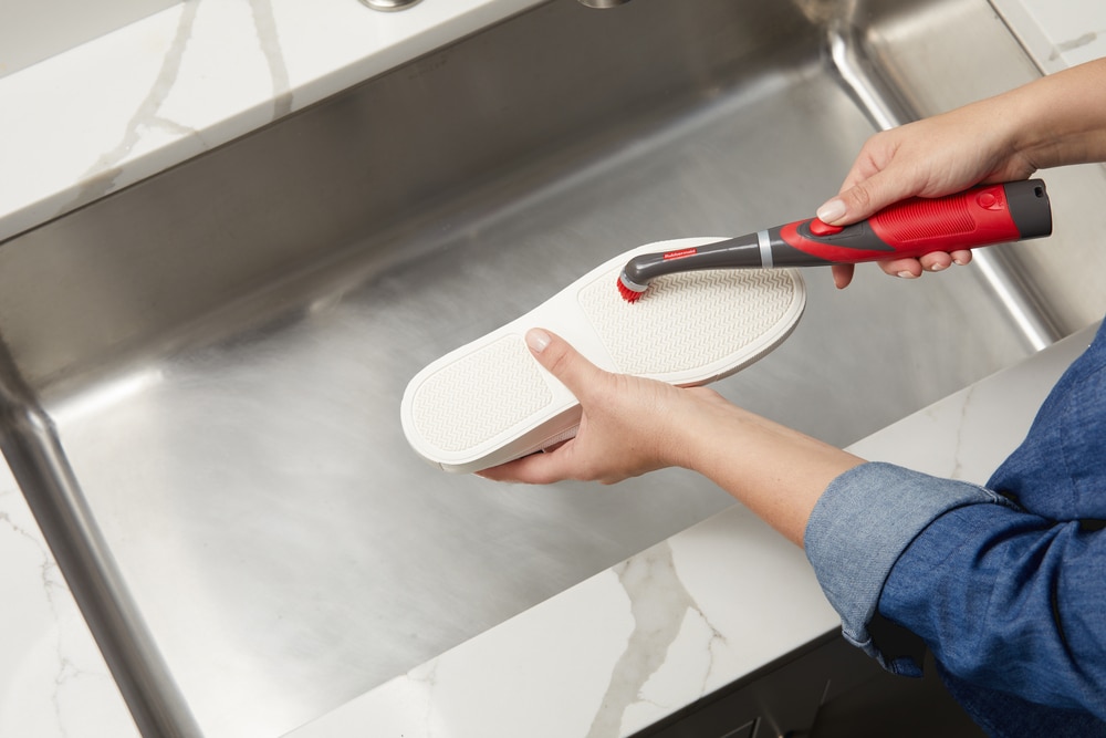 Gray and Red Cordless Electric Power Scrubber with Grip Handle