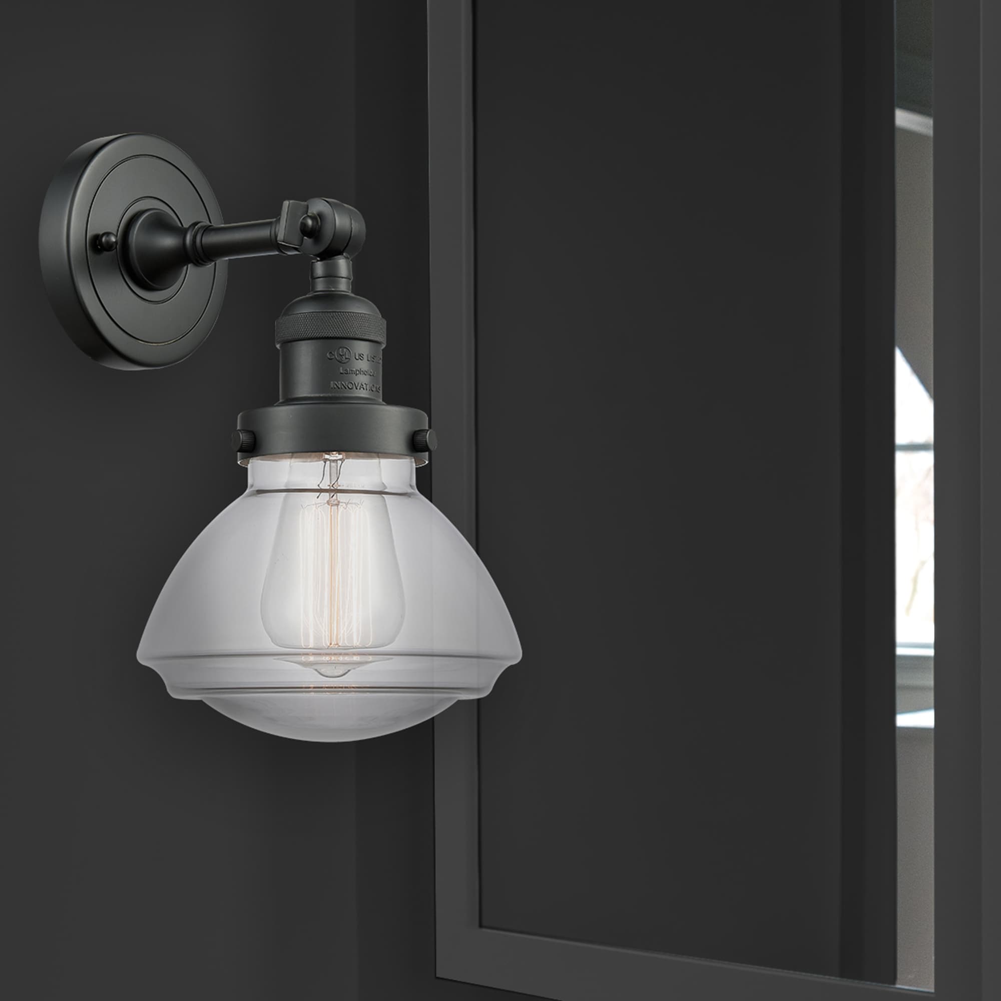 Innovations Lighting 203-BK-G322 Olean 6.75-in W 1 -Light Matte Black Industrial Wall Sconce