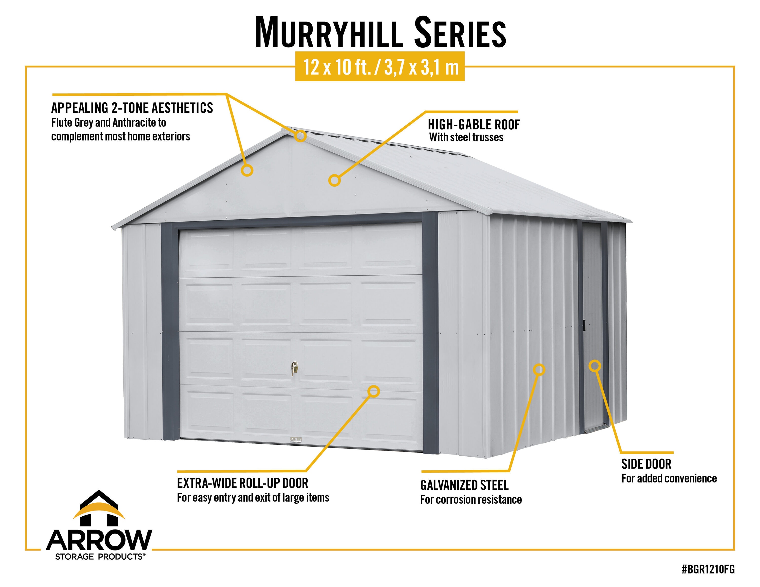 Arrow BGR1210FG Metal-Storage-Buildings-Sheds - View #9
