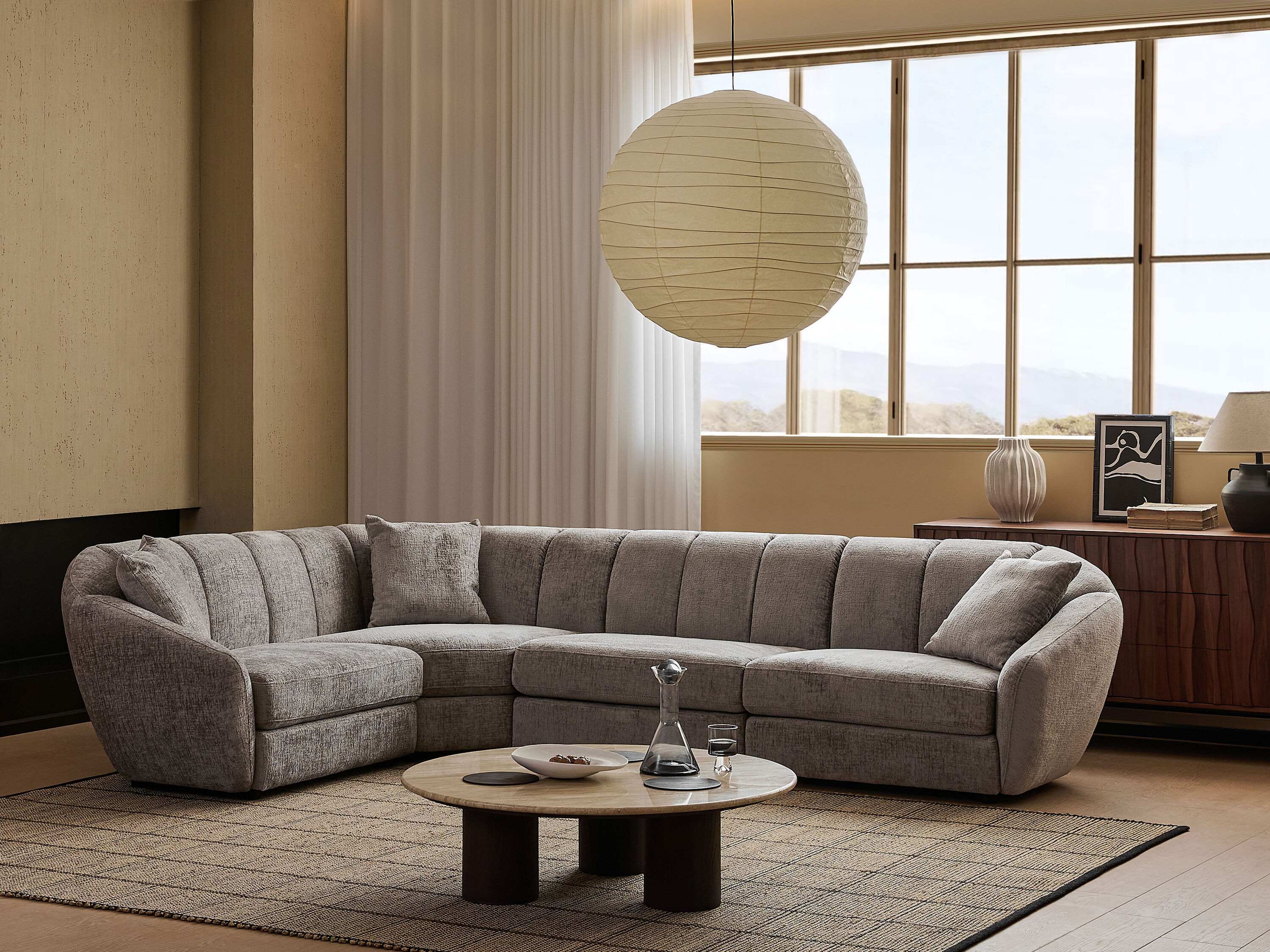  SBGZ4L-451 Sofa 127-in W Casual Dark Gray Chenille 4-seater Sofa with Slipcover