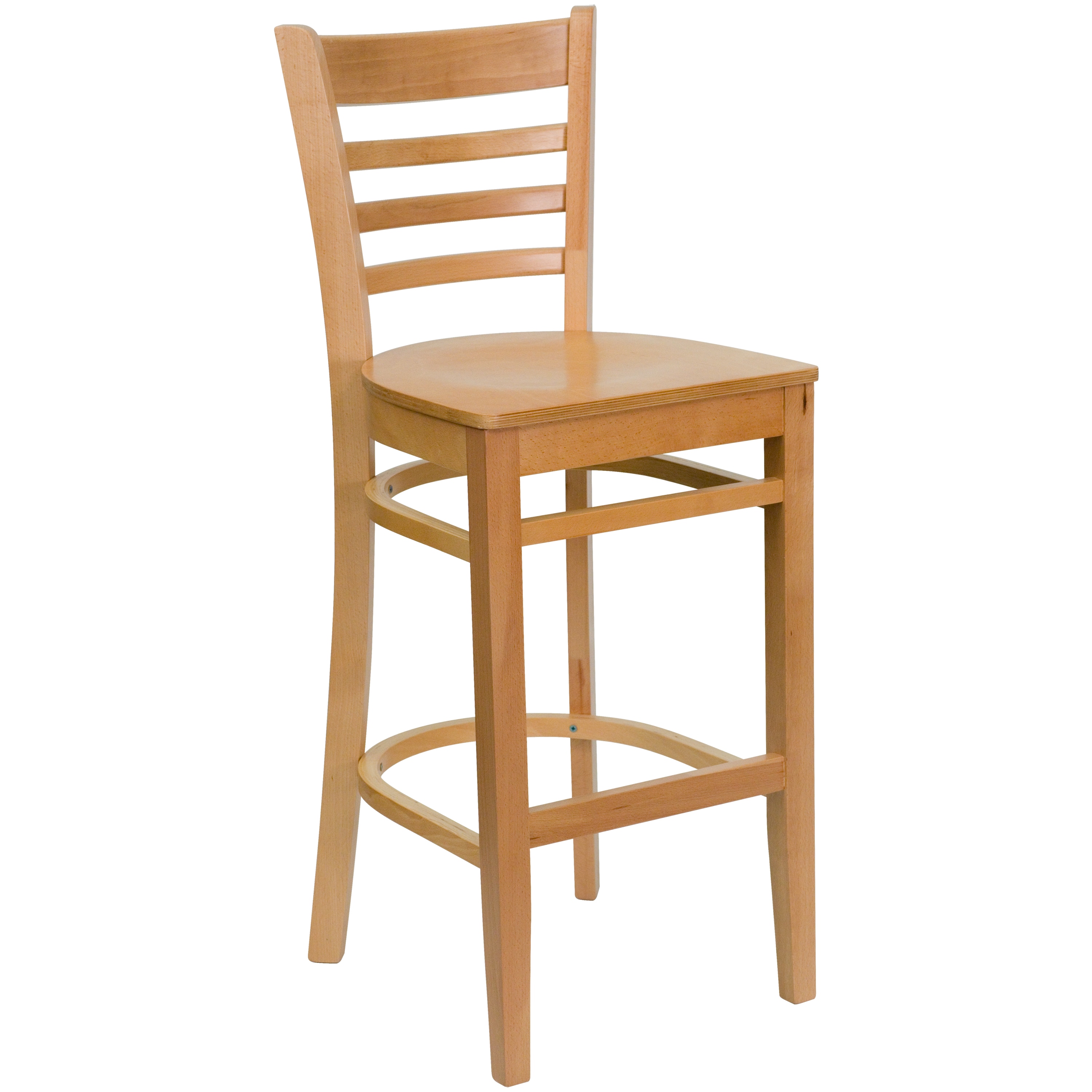 Flash Furniture 812581016529 Natural Wood Seat/Natural Wood Frame 29.5-in H Bar height Square seat Wood Bar Stool and Back