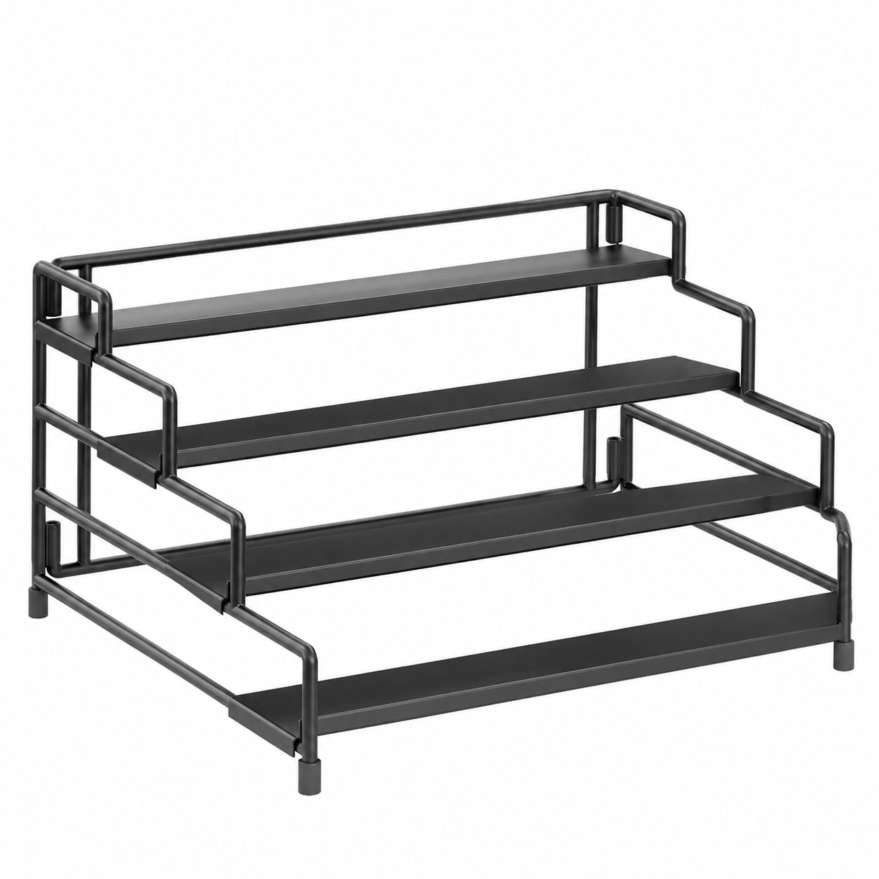 Etokfoks  4 Shelf Black Countertop Adjustable Metal Spice Rack Organizer Tiered Seasoning Holder for Pantry Cabinet 1 Pack