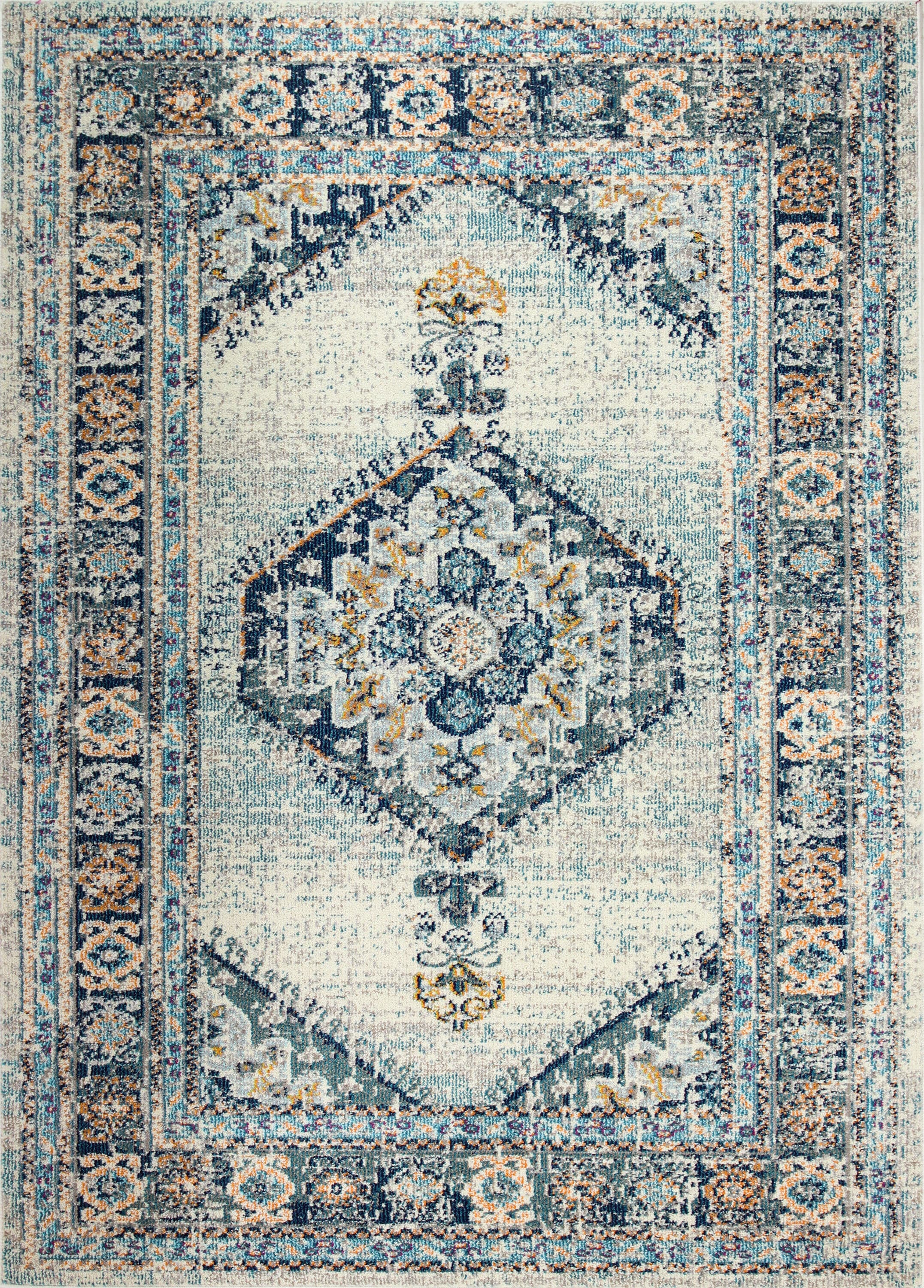 Bashian 649652272771 5 X 8 (ft) Ivory/Blue Indoor Geometric Oriental Area Rug
