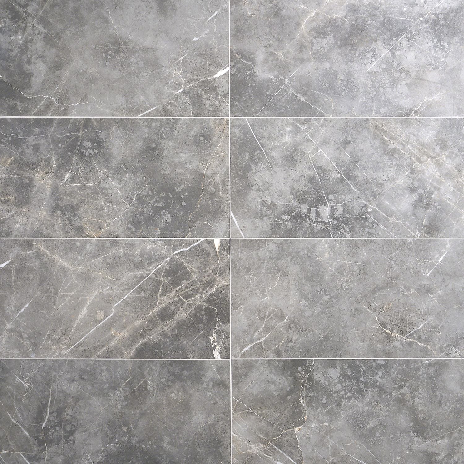 Grace Polished Gray Porcelain Marble Look Large Format Tile