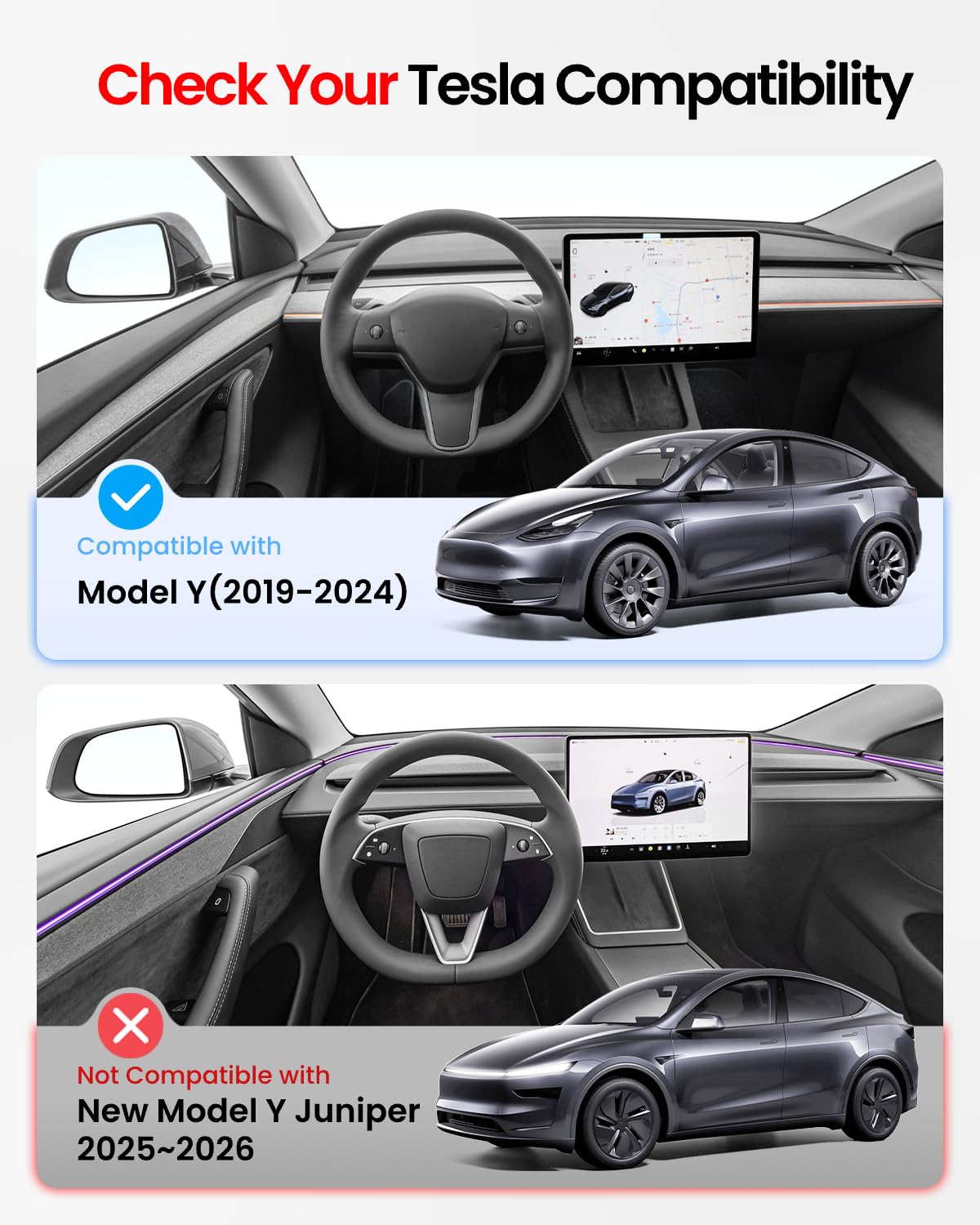 Aoibox Tesla Model y Accessories Mud Flaps Protect Paint no Drilling ...
