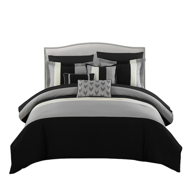 Chic Home Design Ayelet 10-Piece Black Queen Comforter Set in the ...