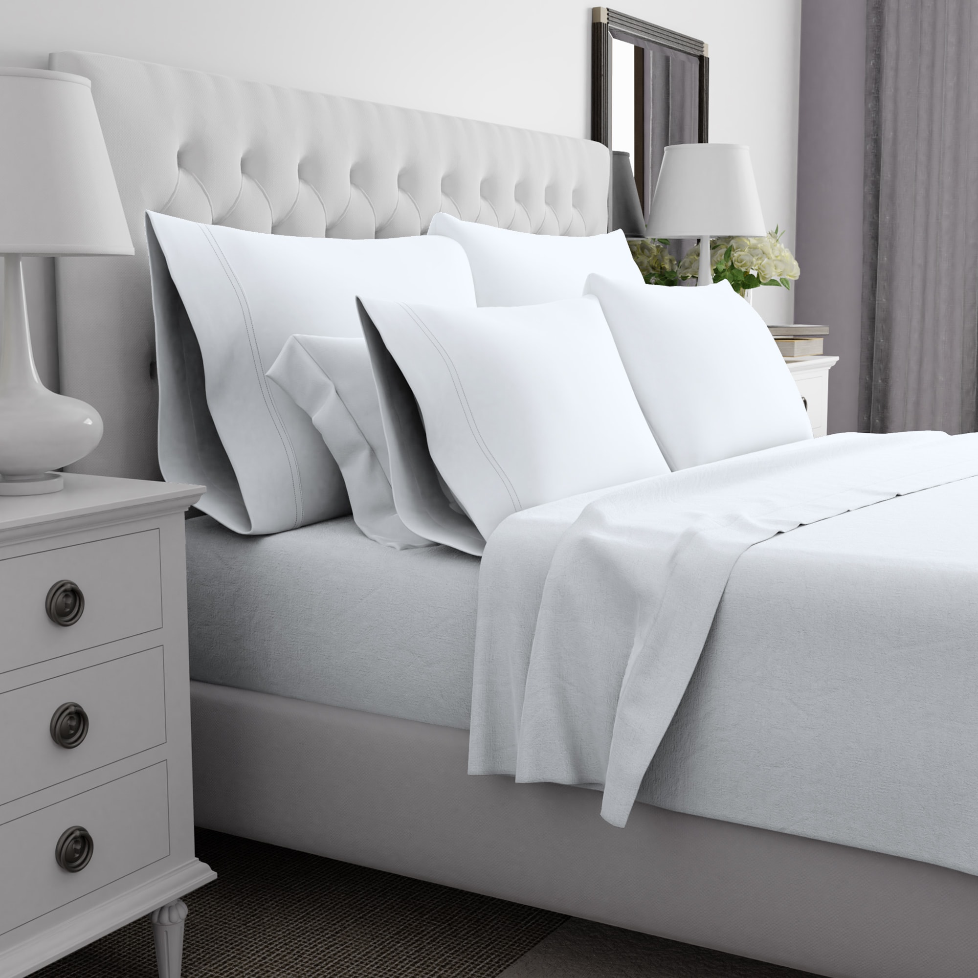 White Solid All Bedding Set Item Choose Size & Item 1000TC Pure Egyptian Cotton 