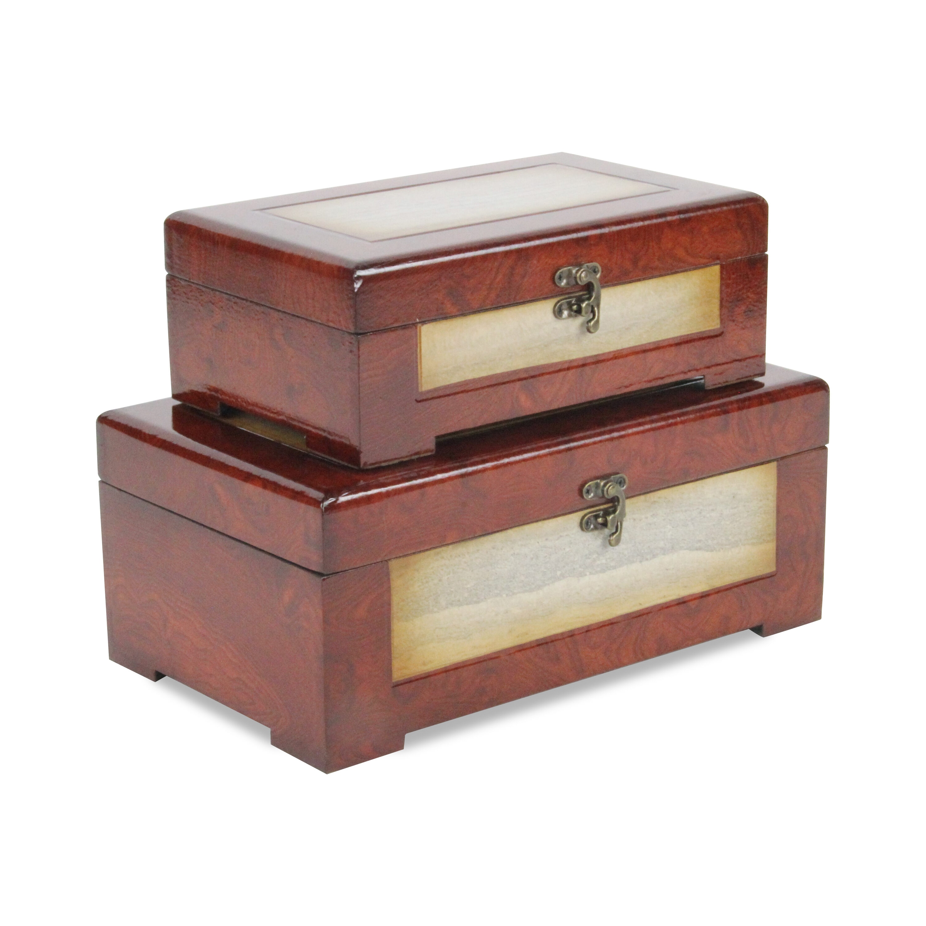 Cheung's FP-3849-2 Brown Wood Modern Decorative Box