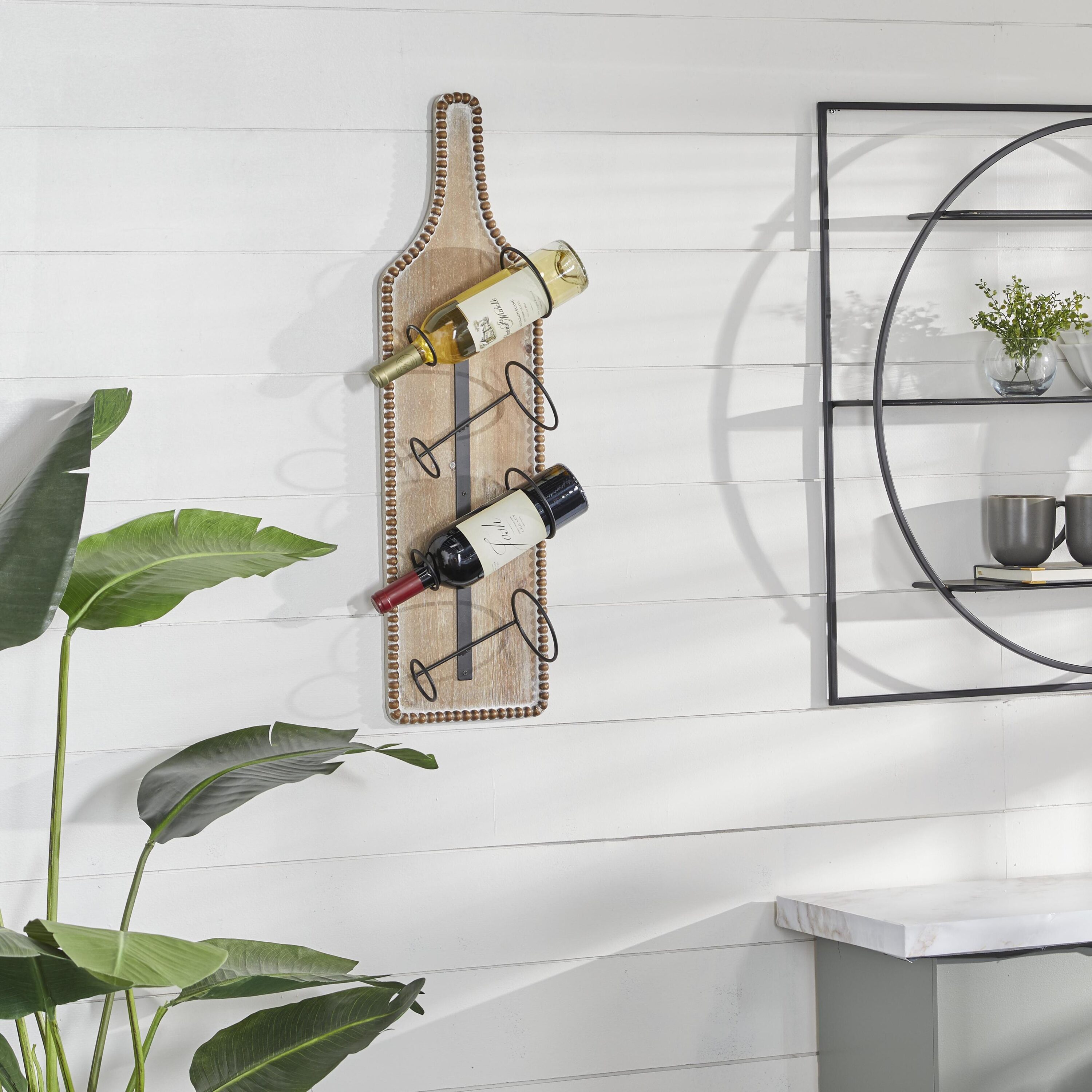Grayson Lane 821270 4 -Bottle Brown Wood Wall-Mounted Wine rack