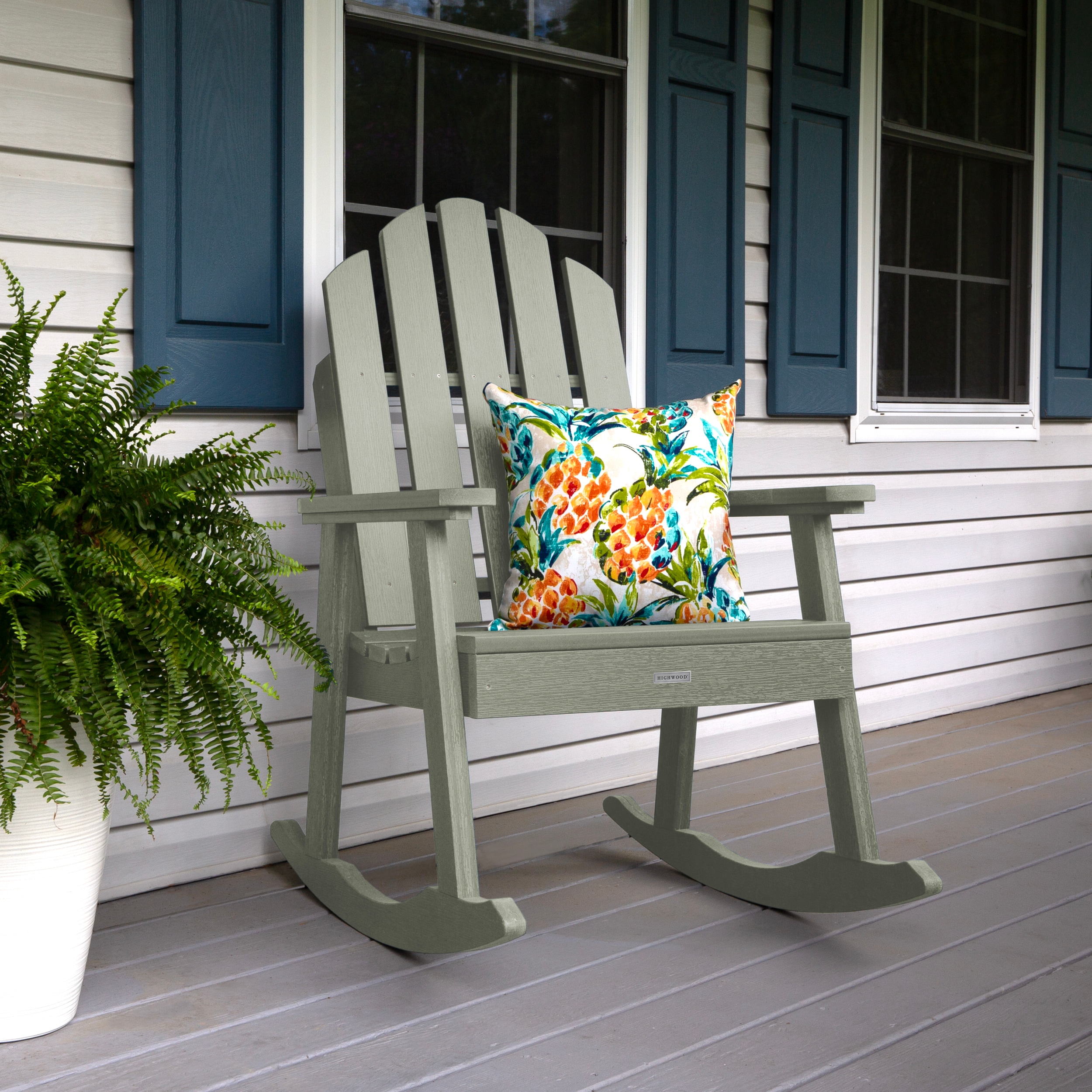 highwood AD-RKCH3-EUC The Classic Westport Eucalyptus Poly-lumber Frame Rocking Chair with Slat Seat