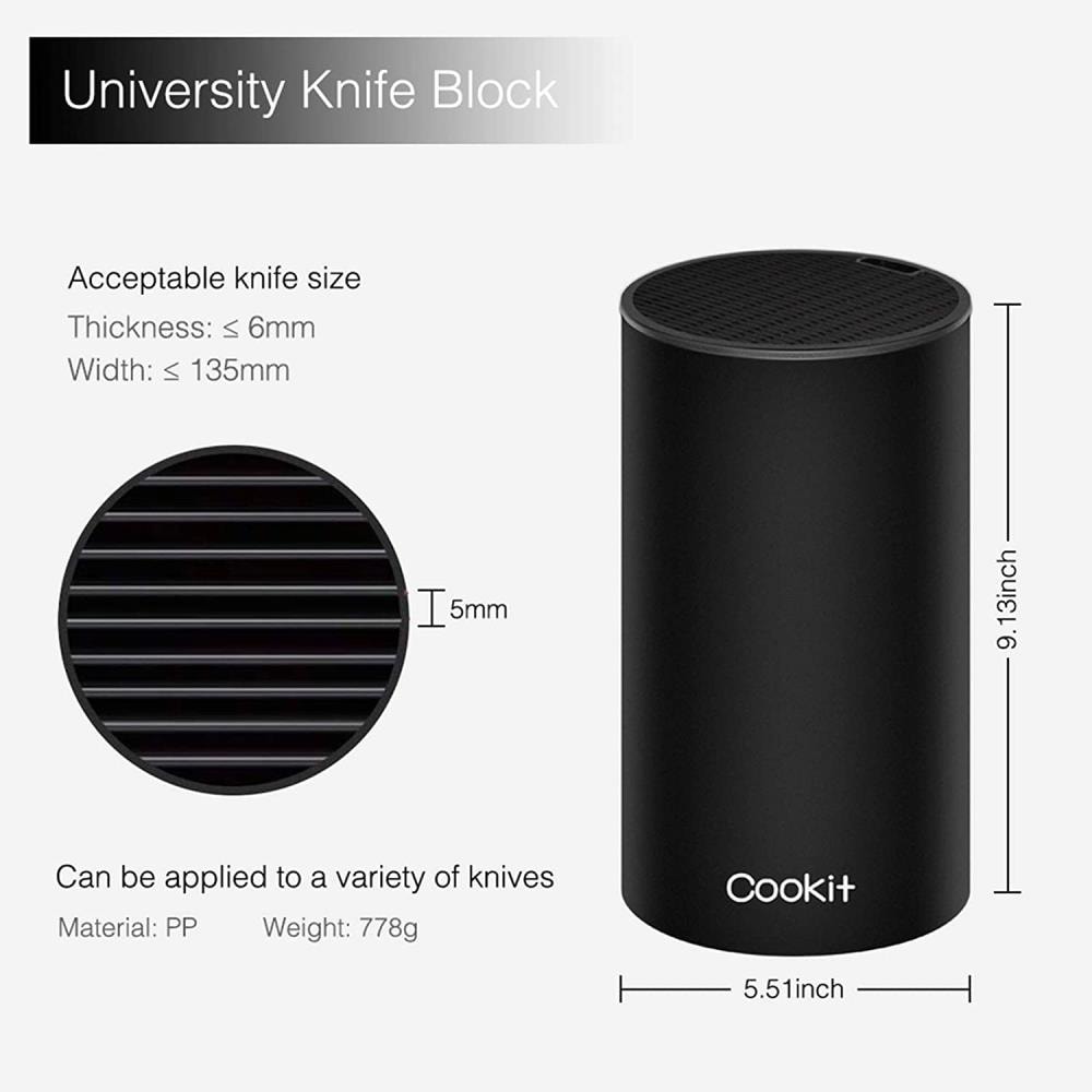 Cookit Round Black Universal Knife Block Holder with Scissors Slot