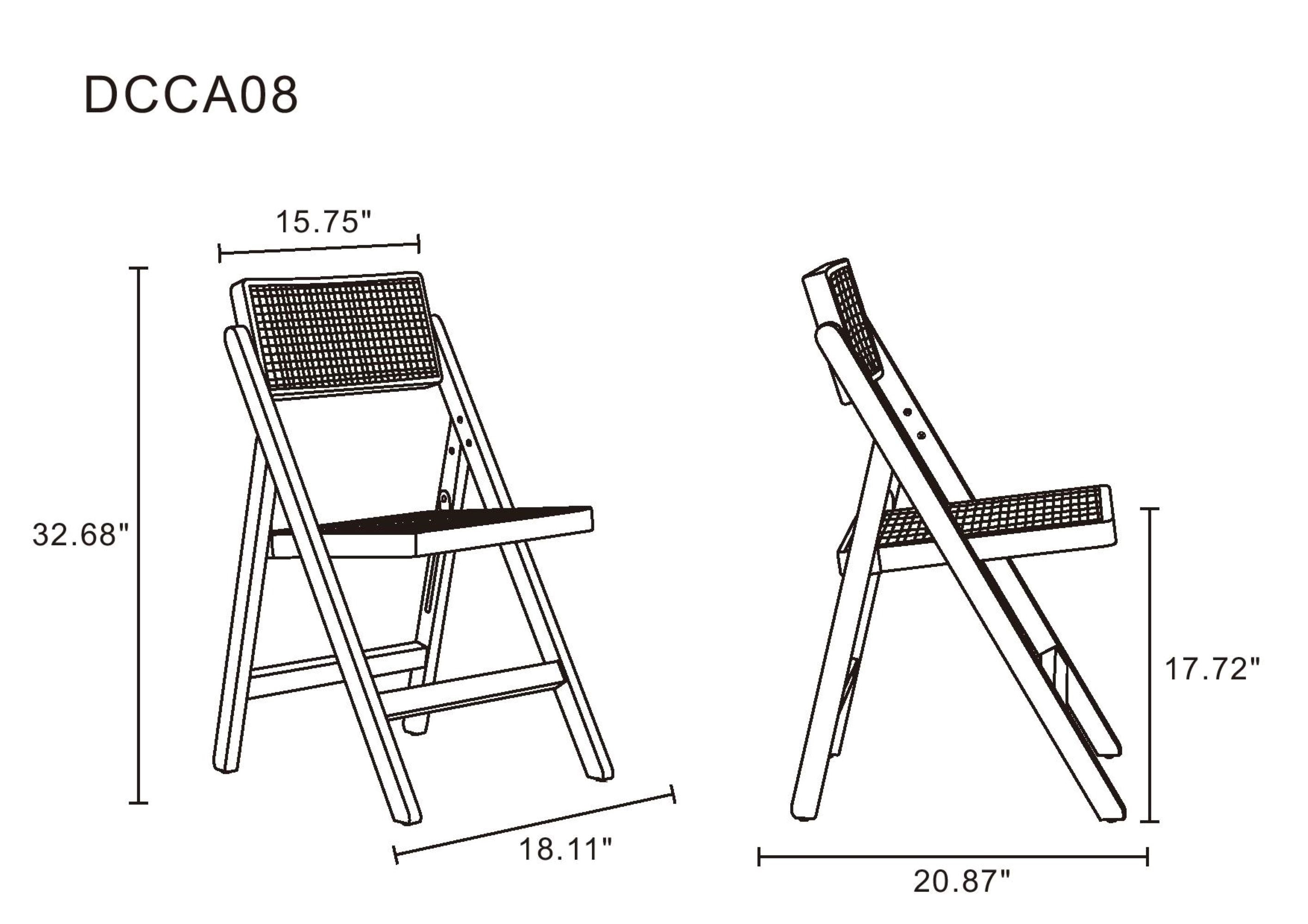 Black and Natural Cane High Folding Side Chair Set