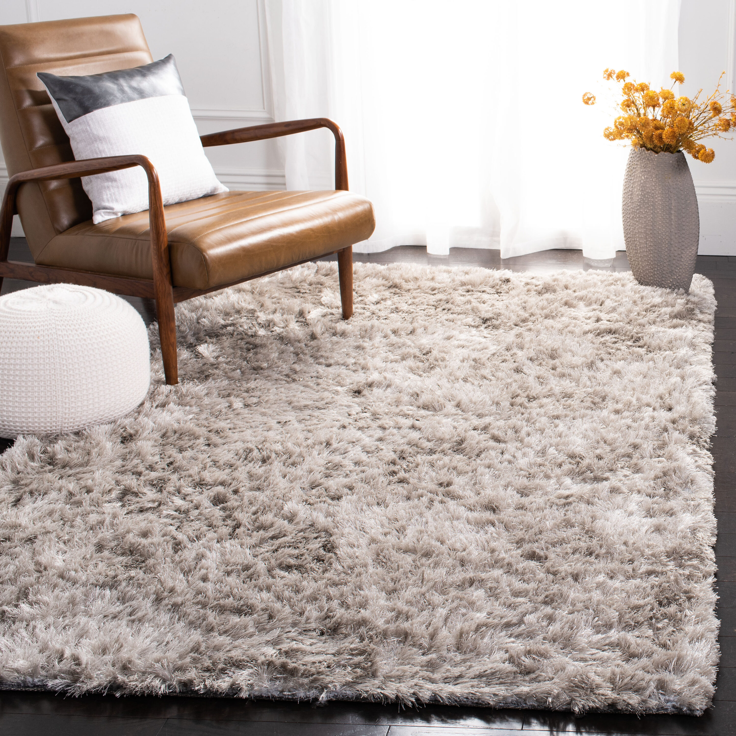 Solid Plush Shag Area Rug, Beige, 3' x 5' Bathroom decorations and