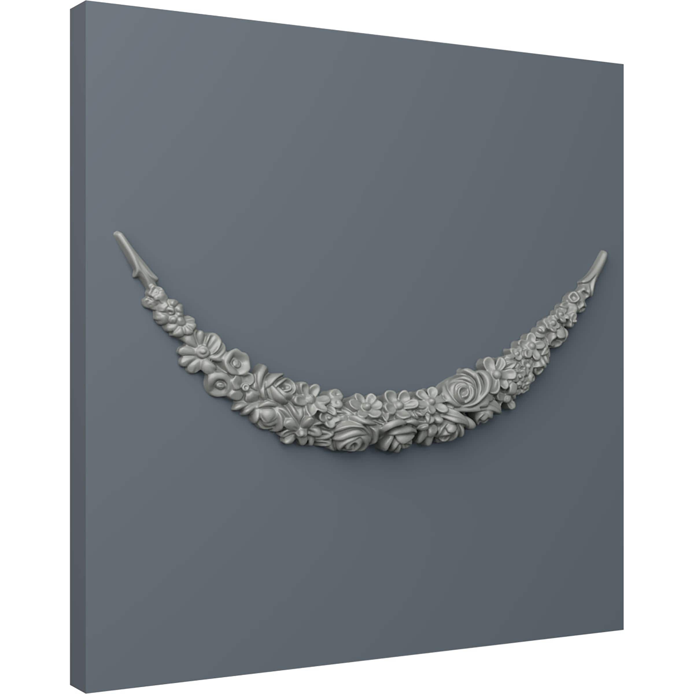 Primed Gray Polyurethane Floral Crown Applique